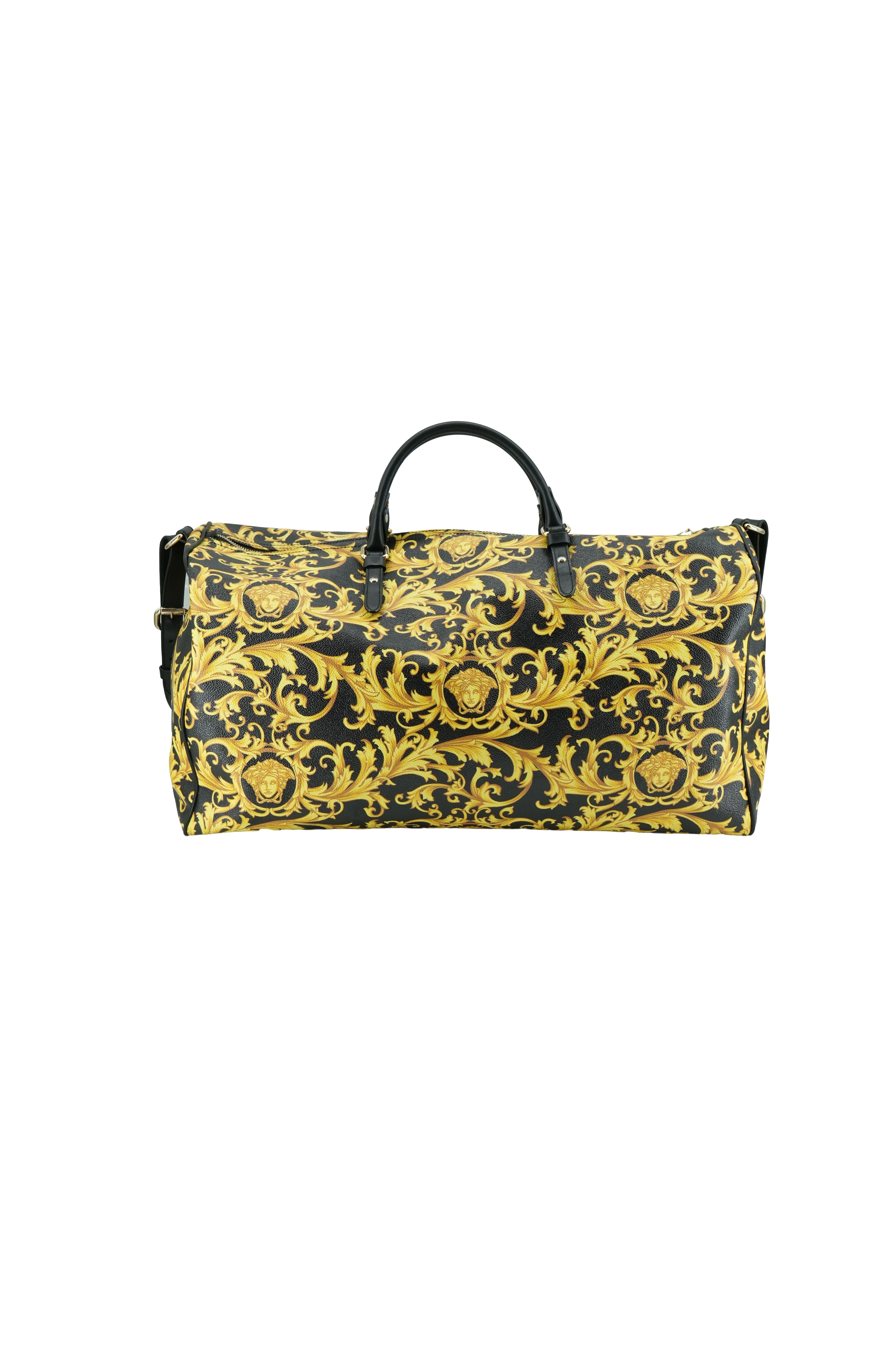Versace black yellow new baroque weekender
