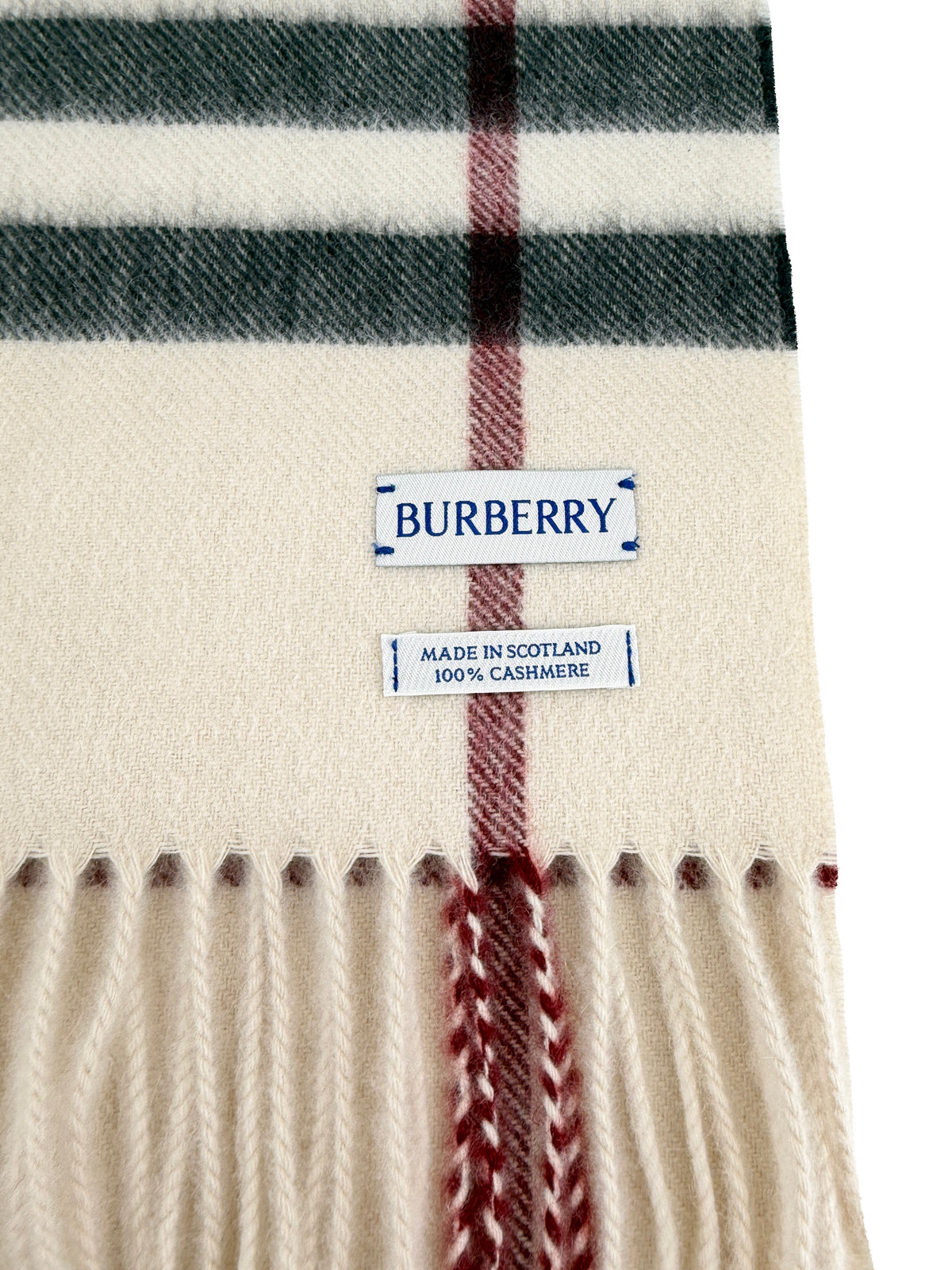 Burberry giant check cream cashmere scarf NWT