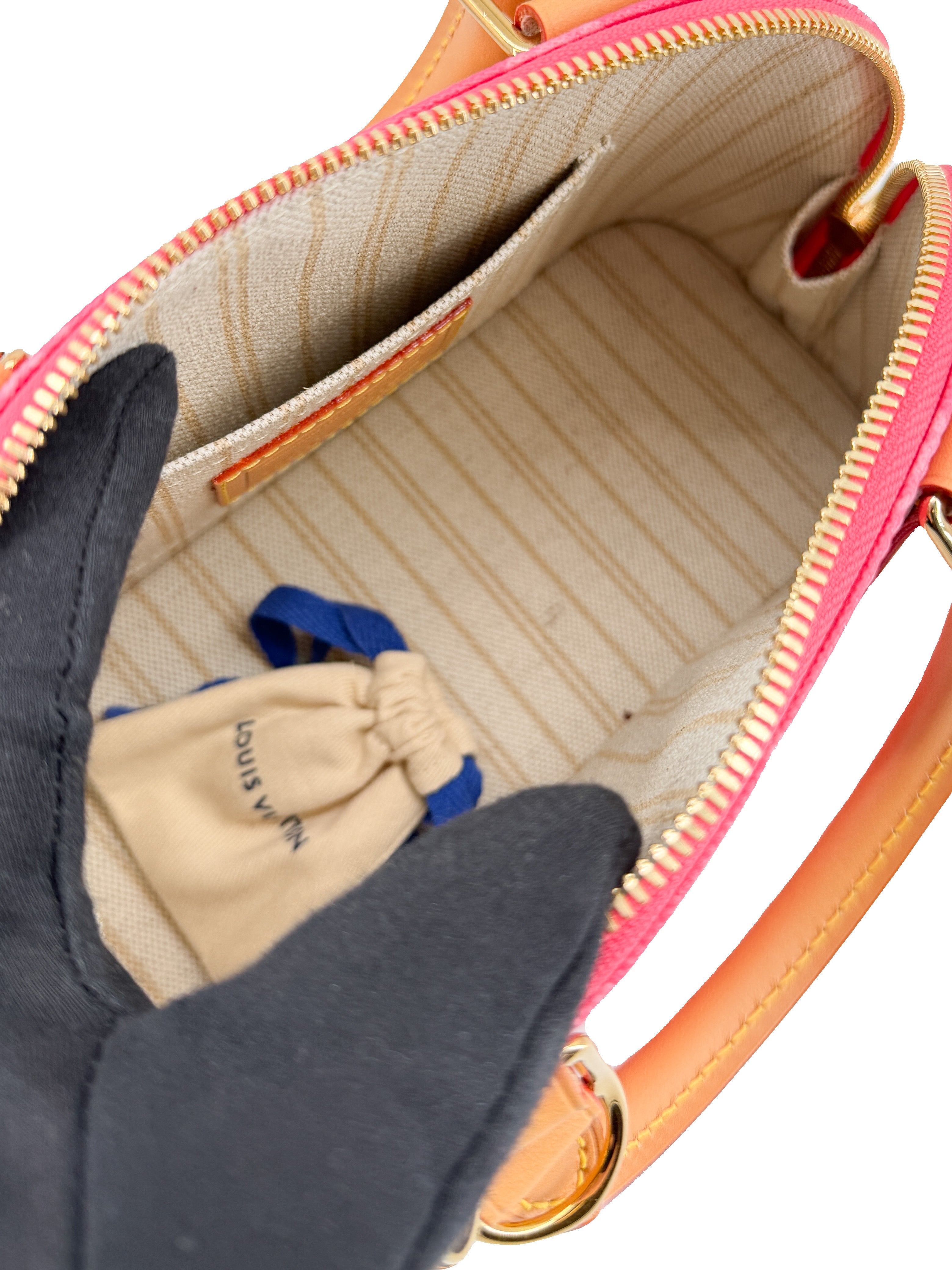 Louis Vuitton monogram Origine Alma BB rose ruban NFC