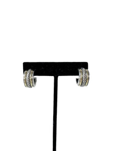 David Yurman sterling silver 18k gold cable huggie hoops