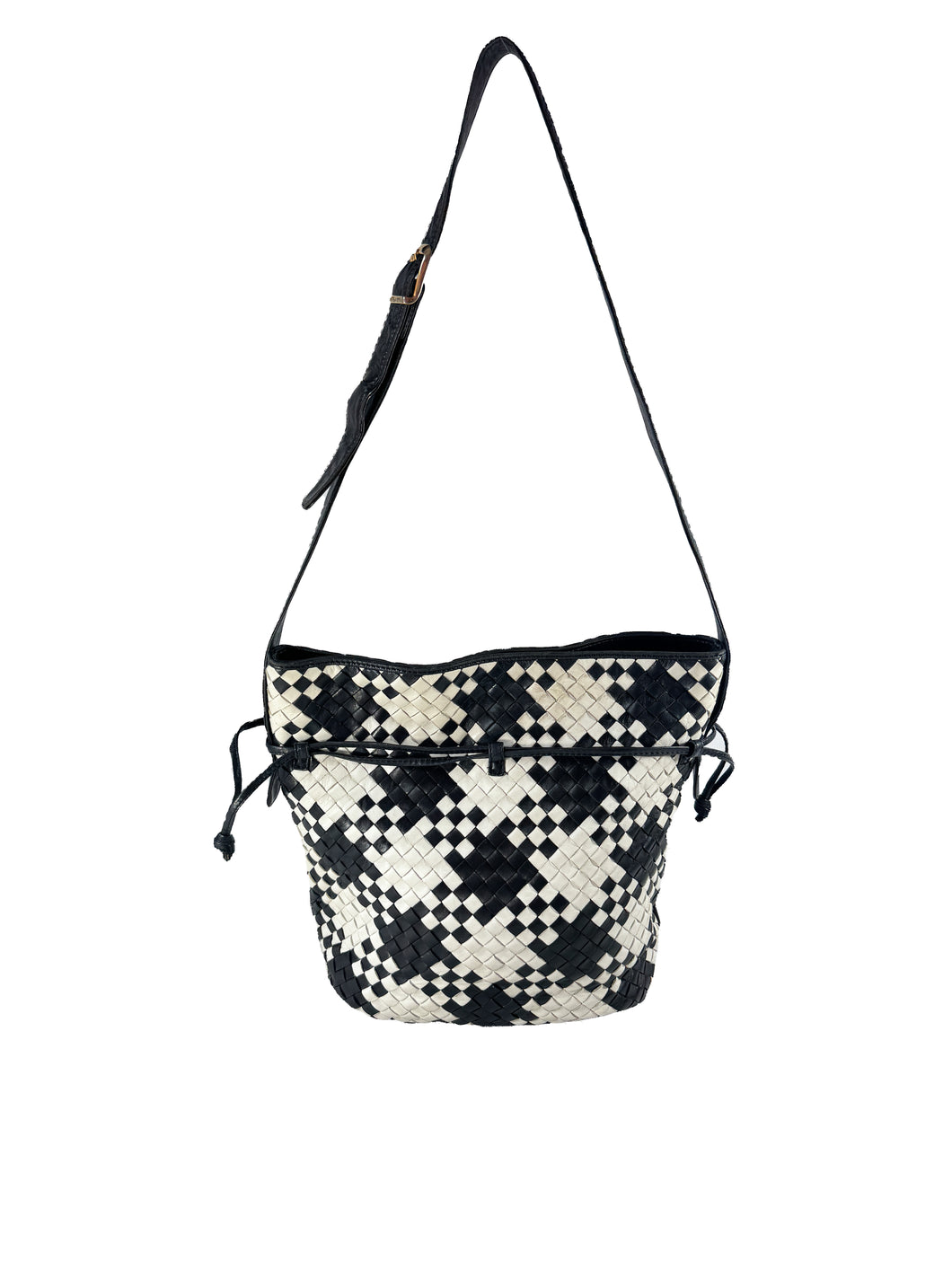 Bottega Veneta Intreciatto black/white drawstring bucket bag 10932062