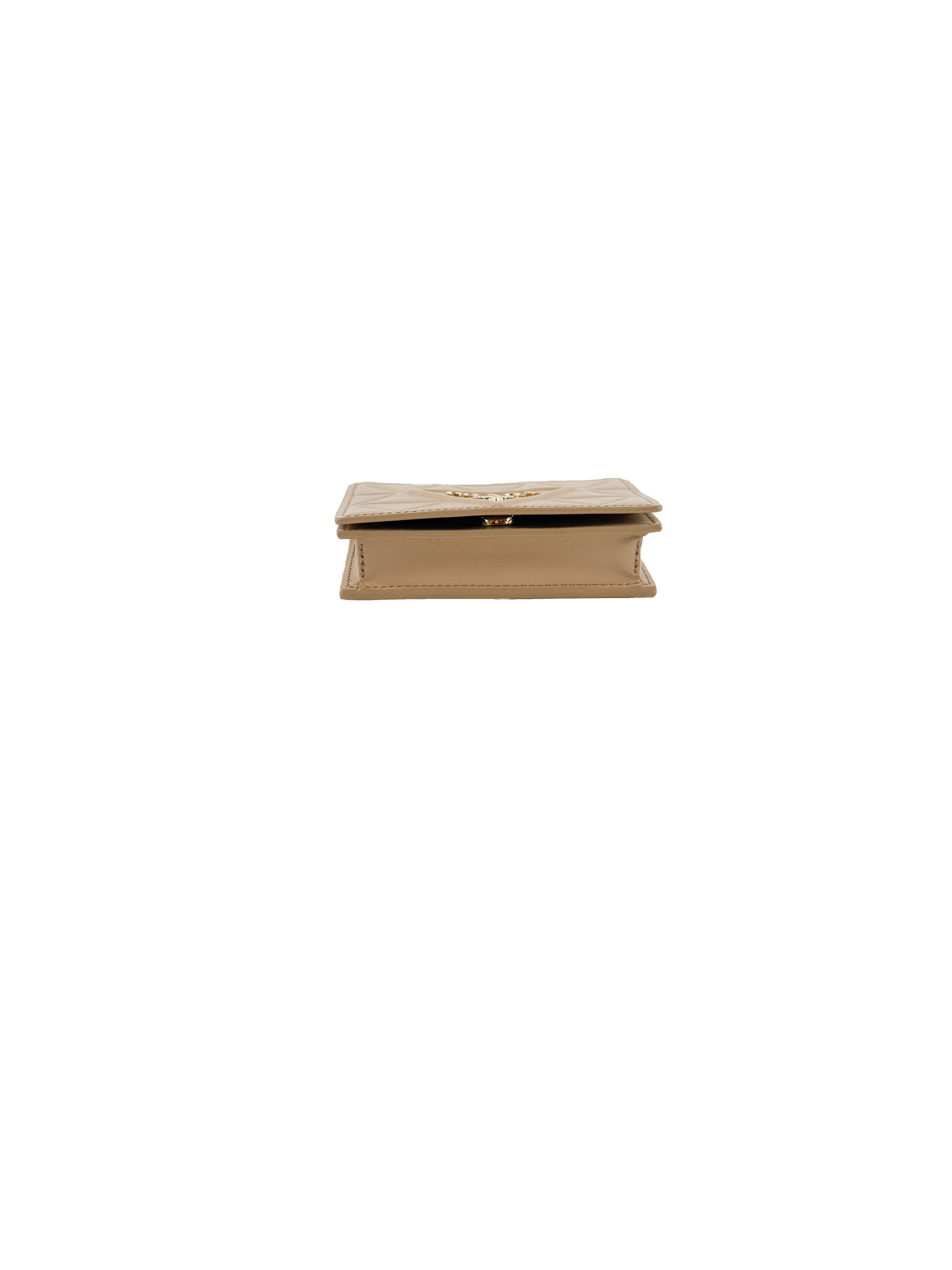 Prada beige symbol card holder with strap 62