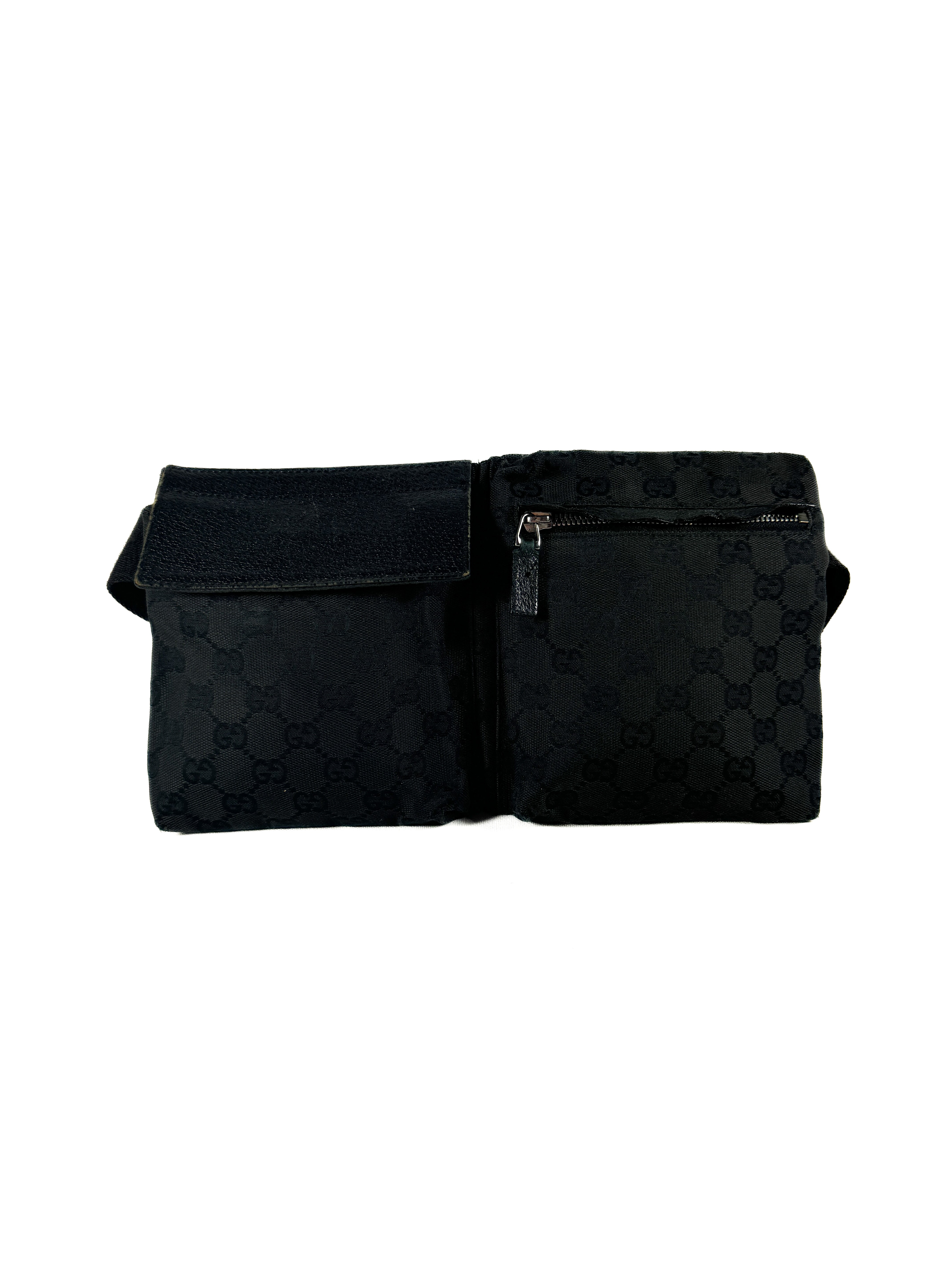 Gucci black signature vintage belt bag