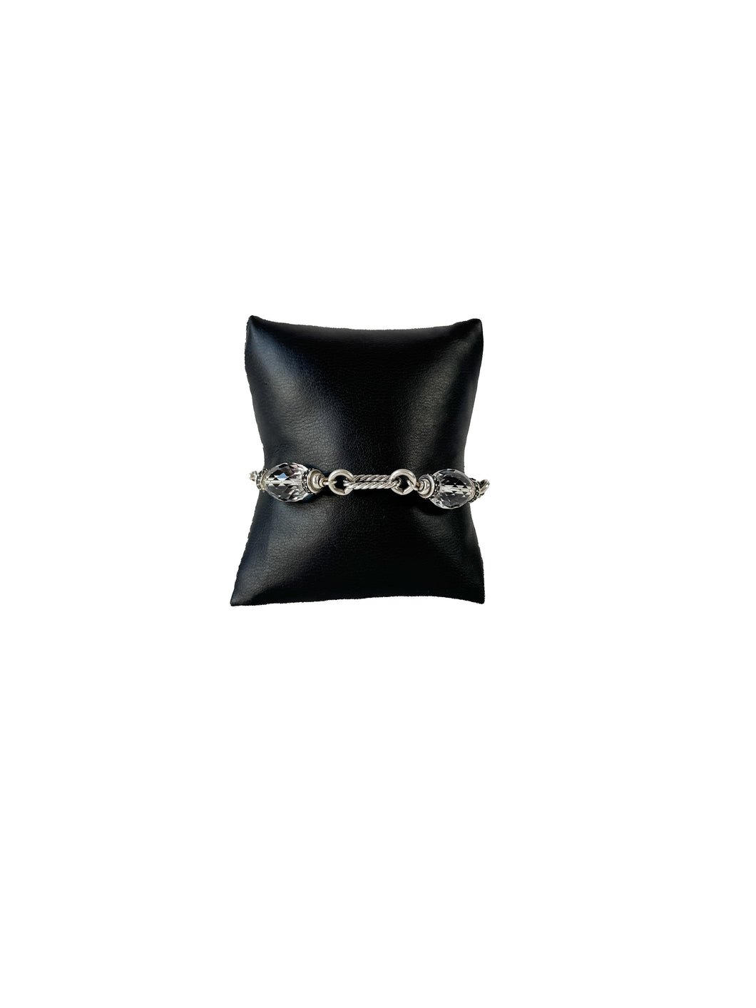 David Yurman sterling silver, quartz, black diamond Figaro chain bracelet