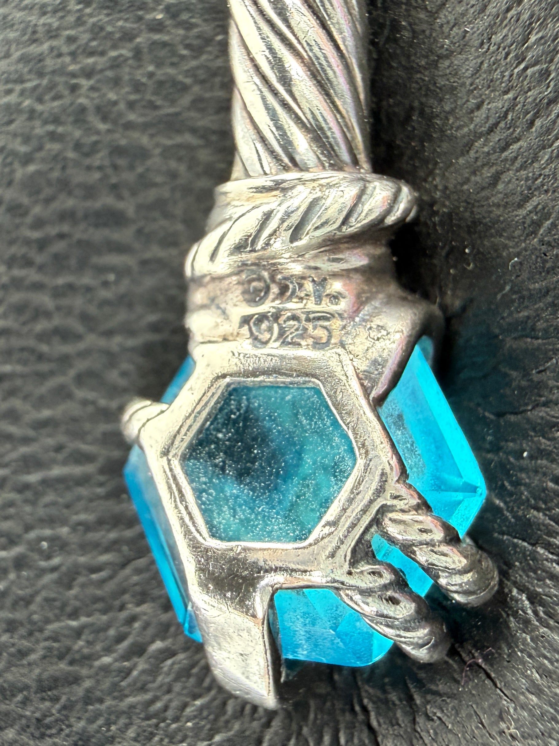 David Yurman sterling silver, blue topaz, diamonds cable wrap cuff