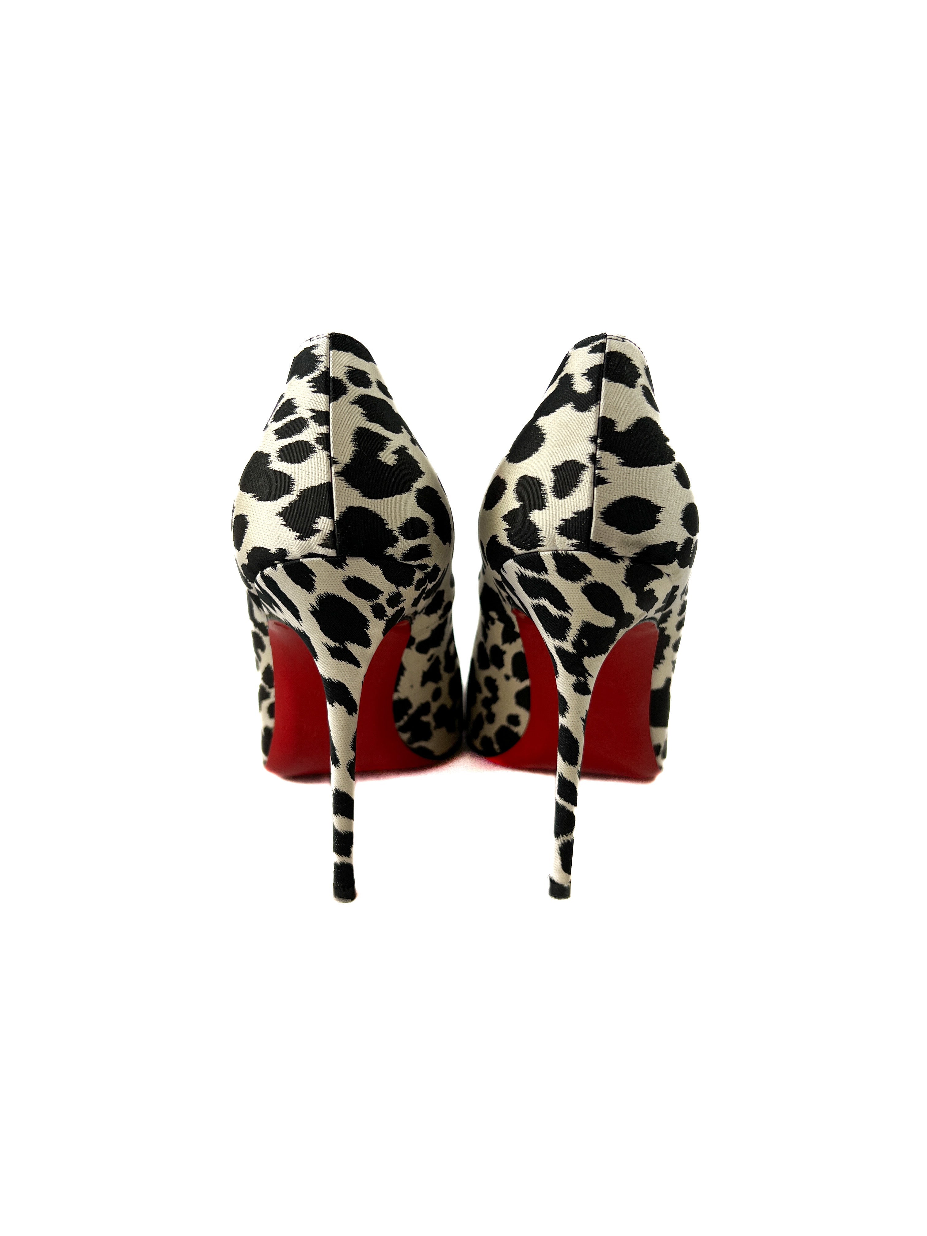 Christian Louboutin black white leopard print Fifi pumps size 38 **as is**