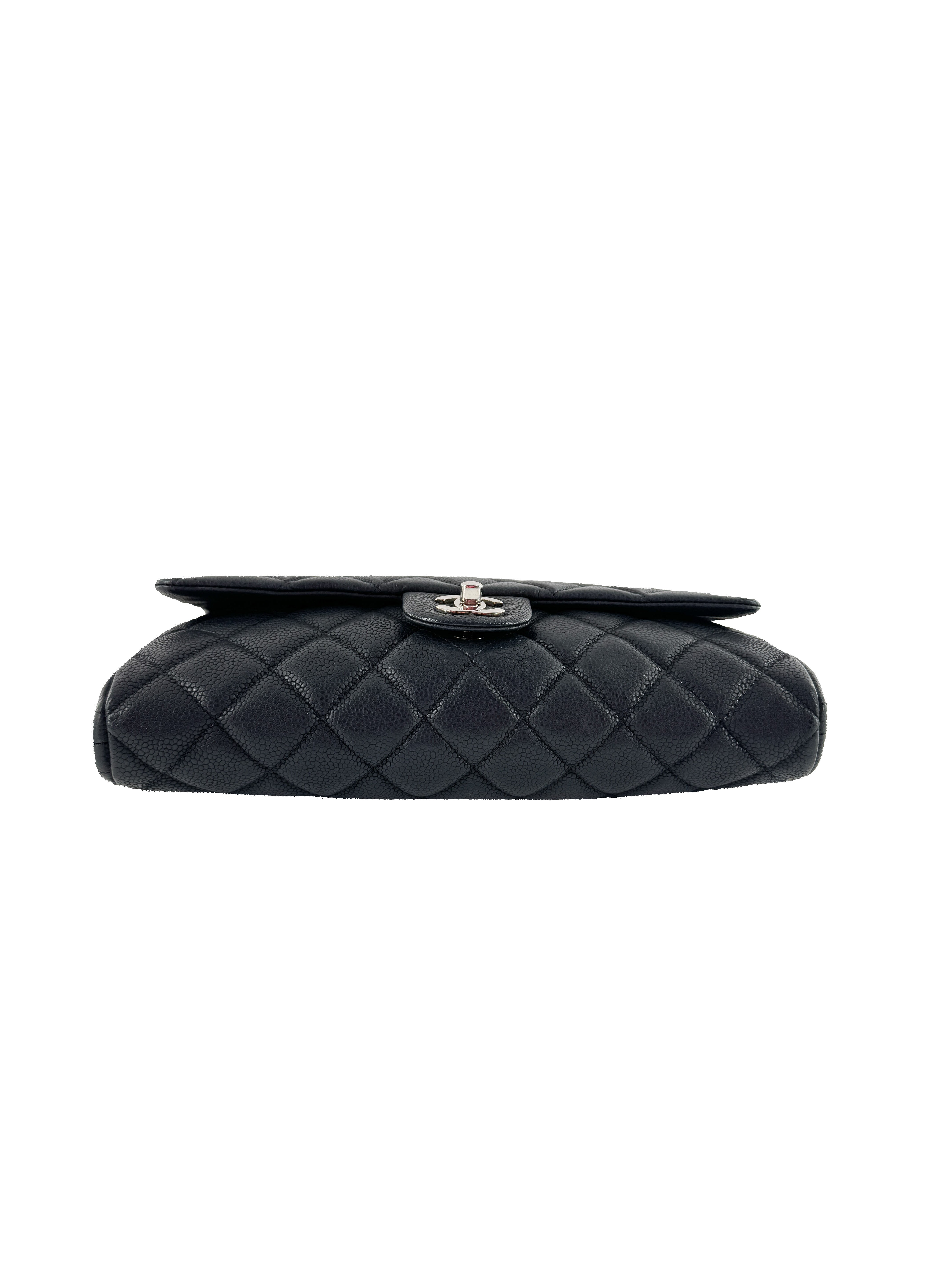 Chanel black caviar leather flap clutch w/chain 15951449
