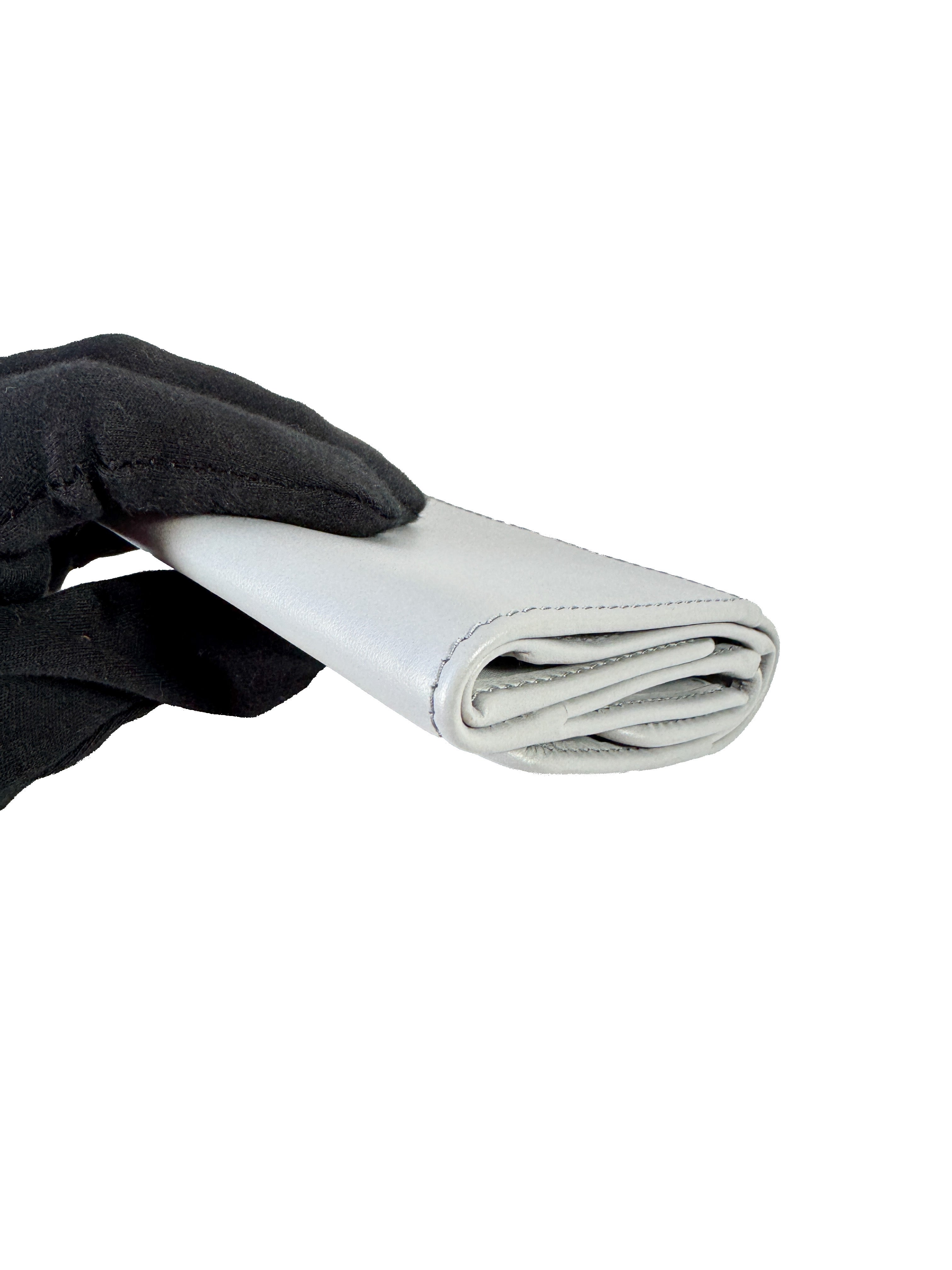 Prada blue/gray small leather tab wallet NEW