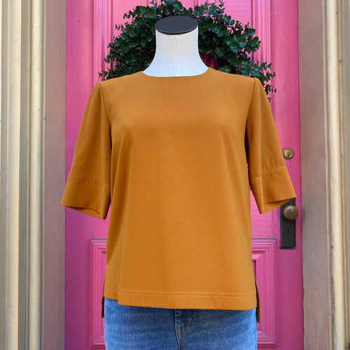 Brass golden short sleeve top size S