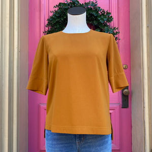 Brass golden short sleeve top size S