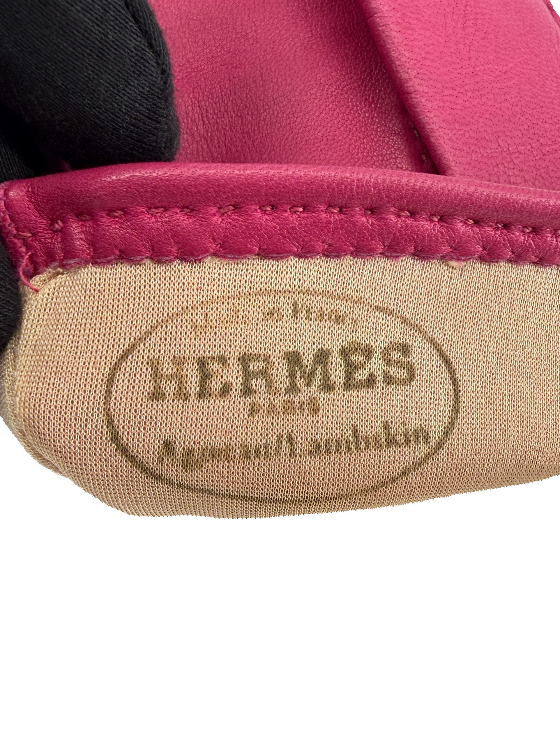 Hermès pink leather vintage gloves size 6.5