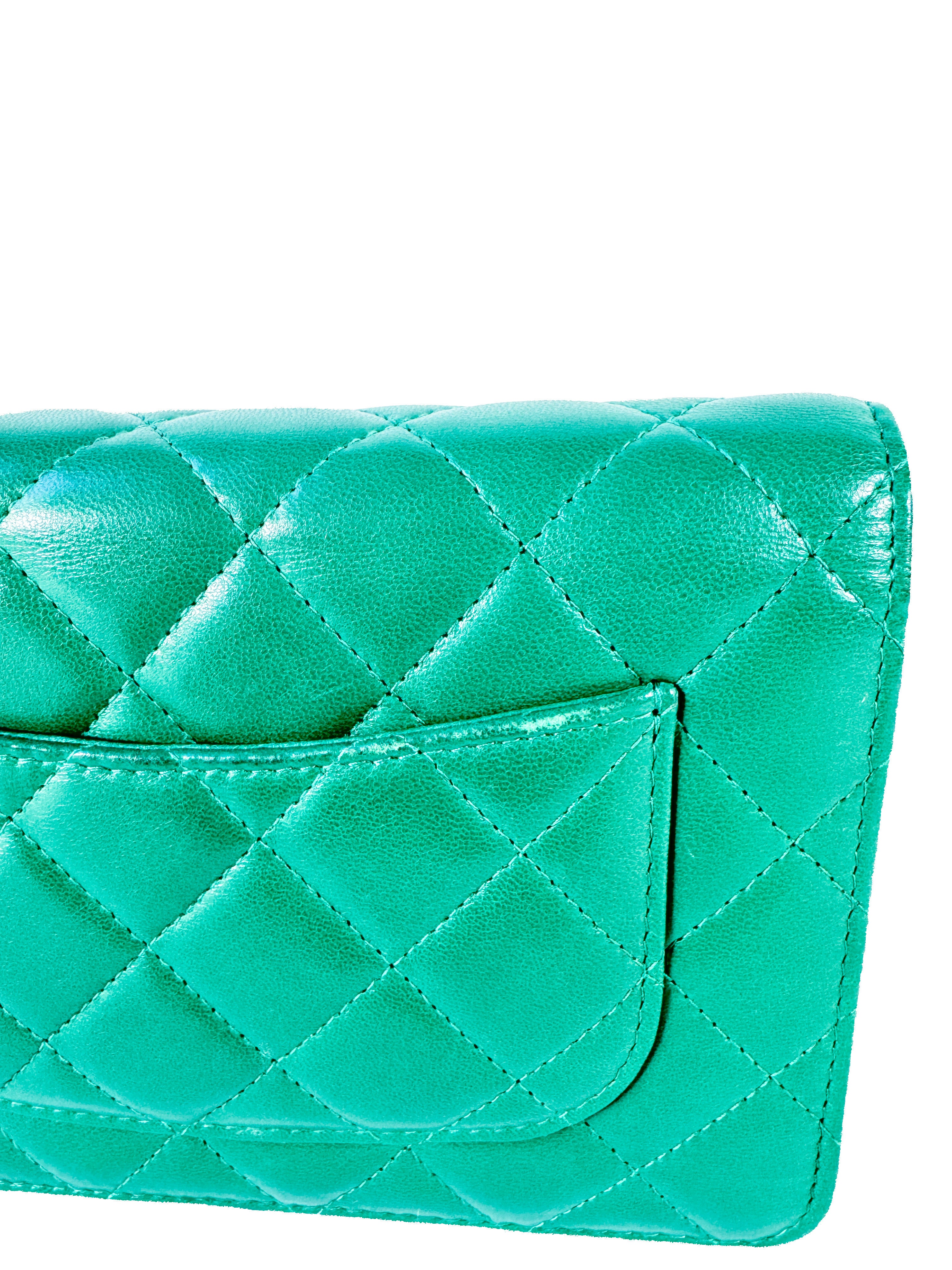 Chanel emerald green leather wallet on chain 25684891