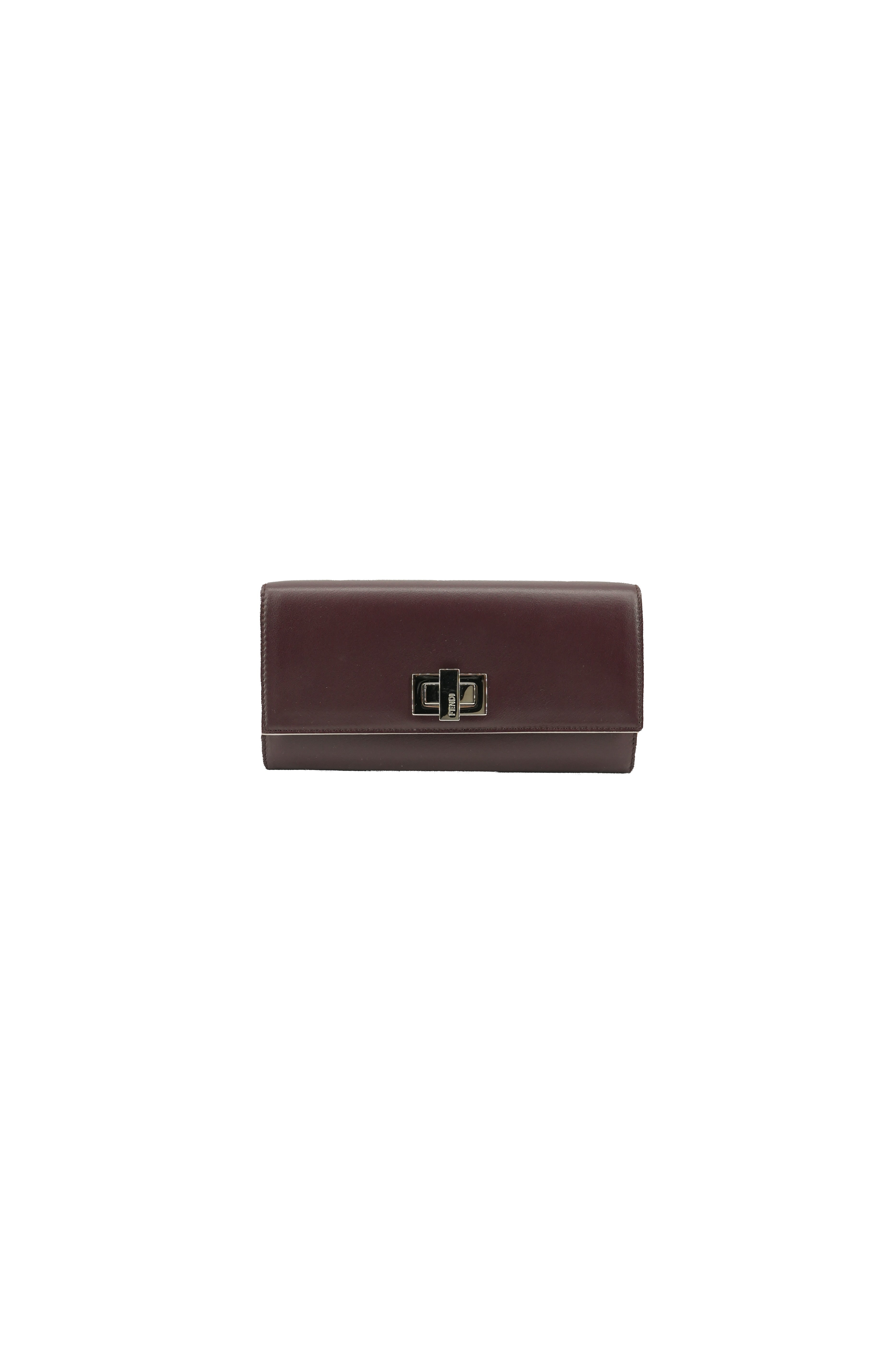 Fendi burgundy long Peekaboo wallet 9834 BOX