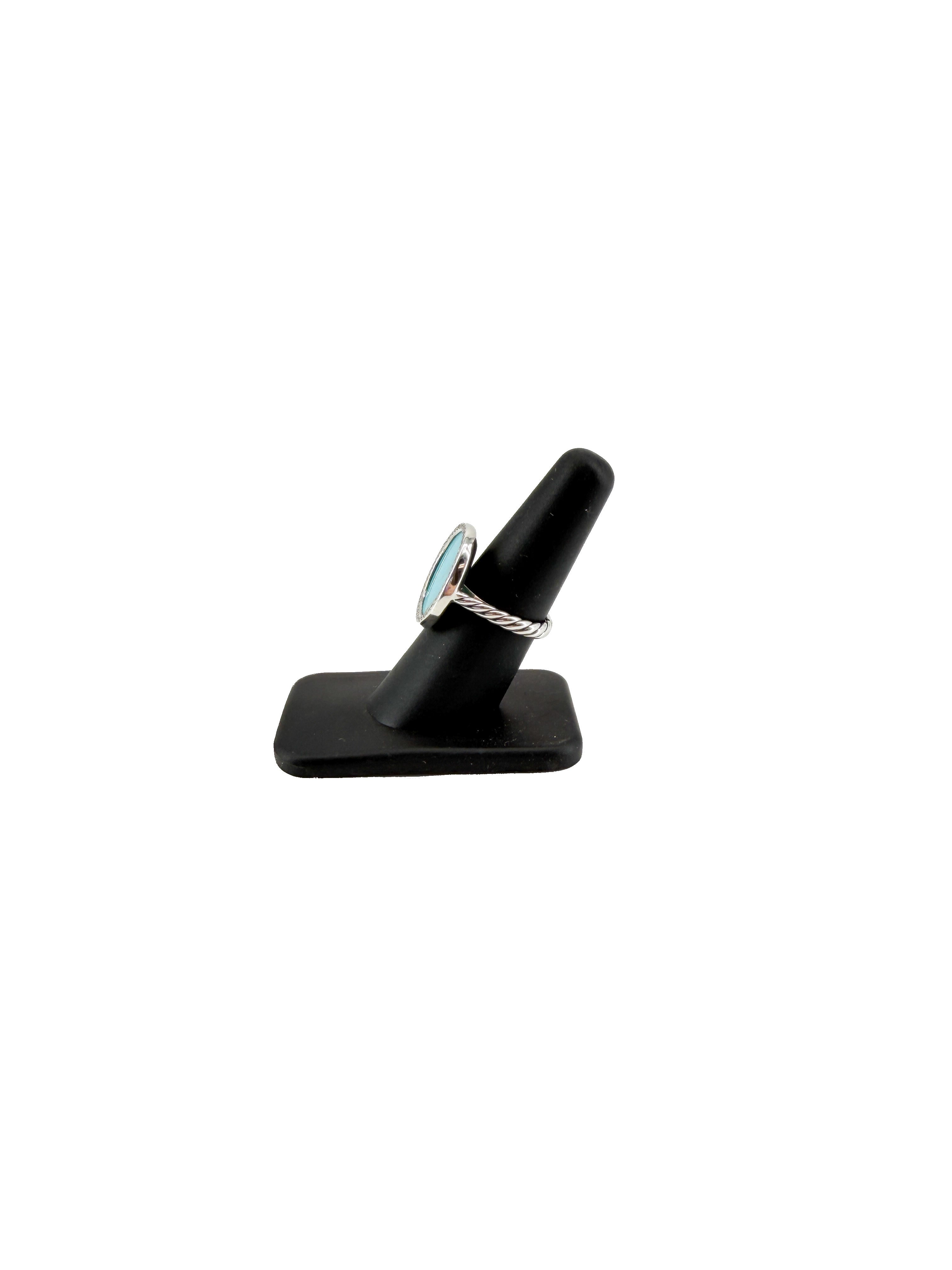 David Yurman sterling silver, turquoise, diamonds Elements ring