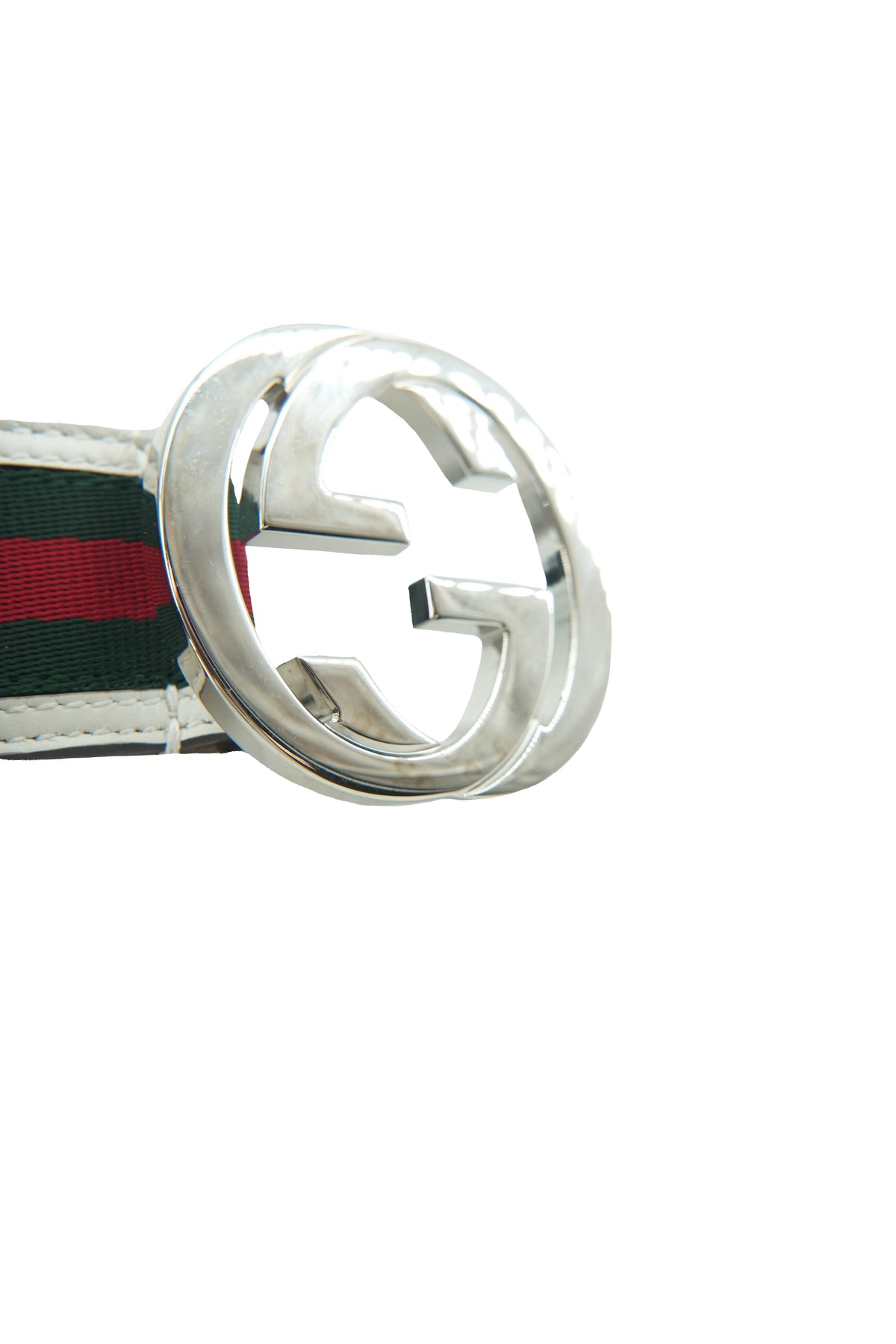 Gucci web white leather belt H9V3N 120