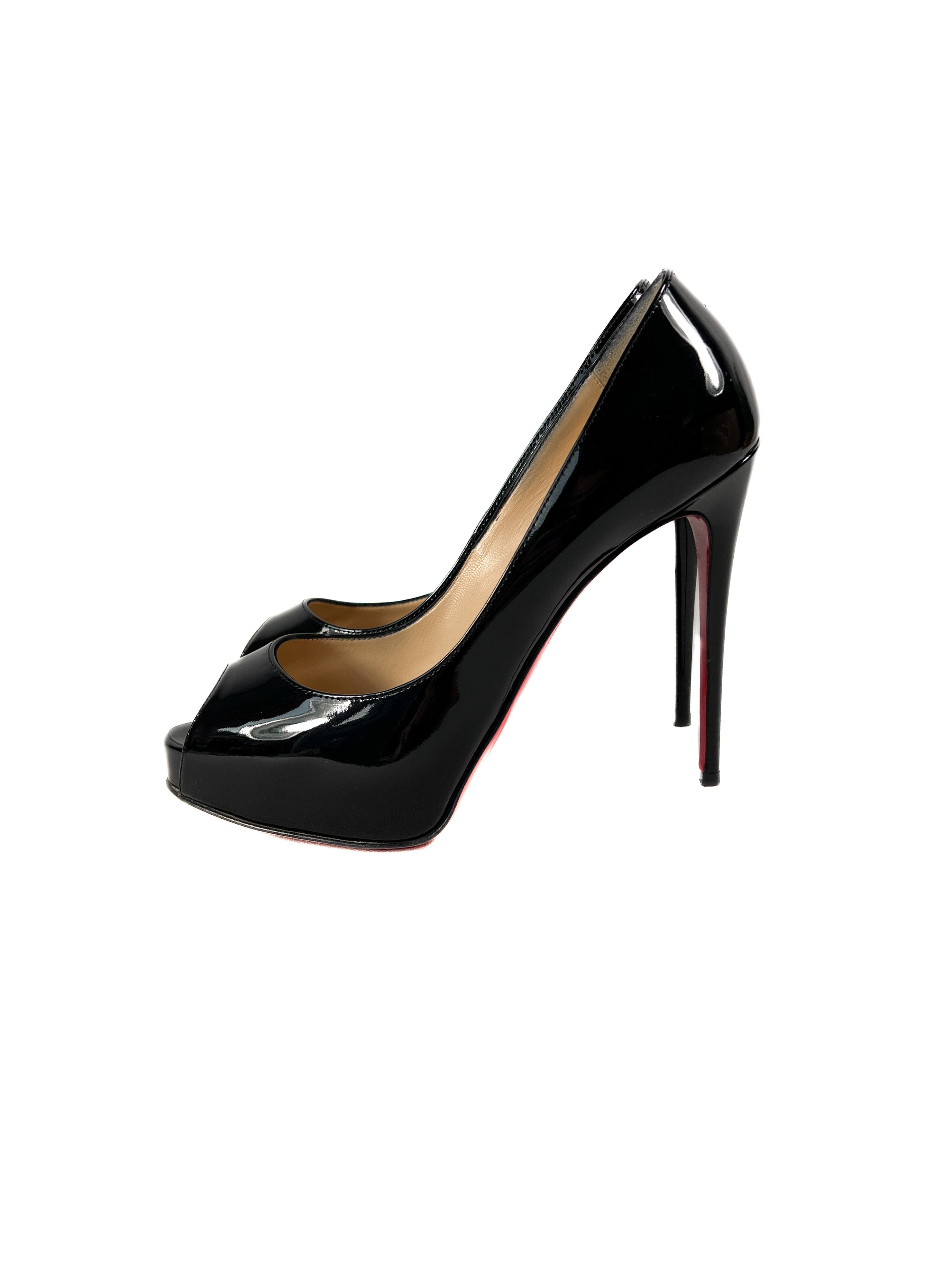Christian Louboutin black patent new very prive 120 pumps size 37