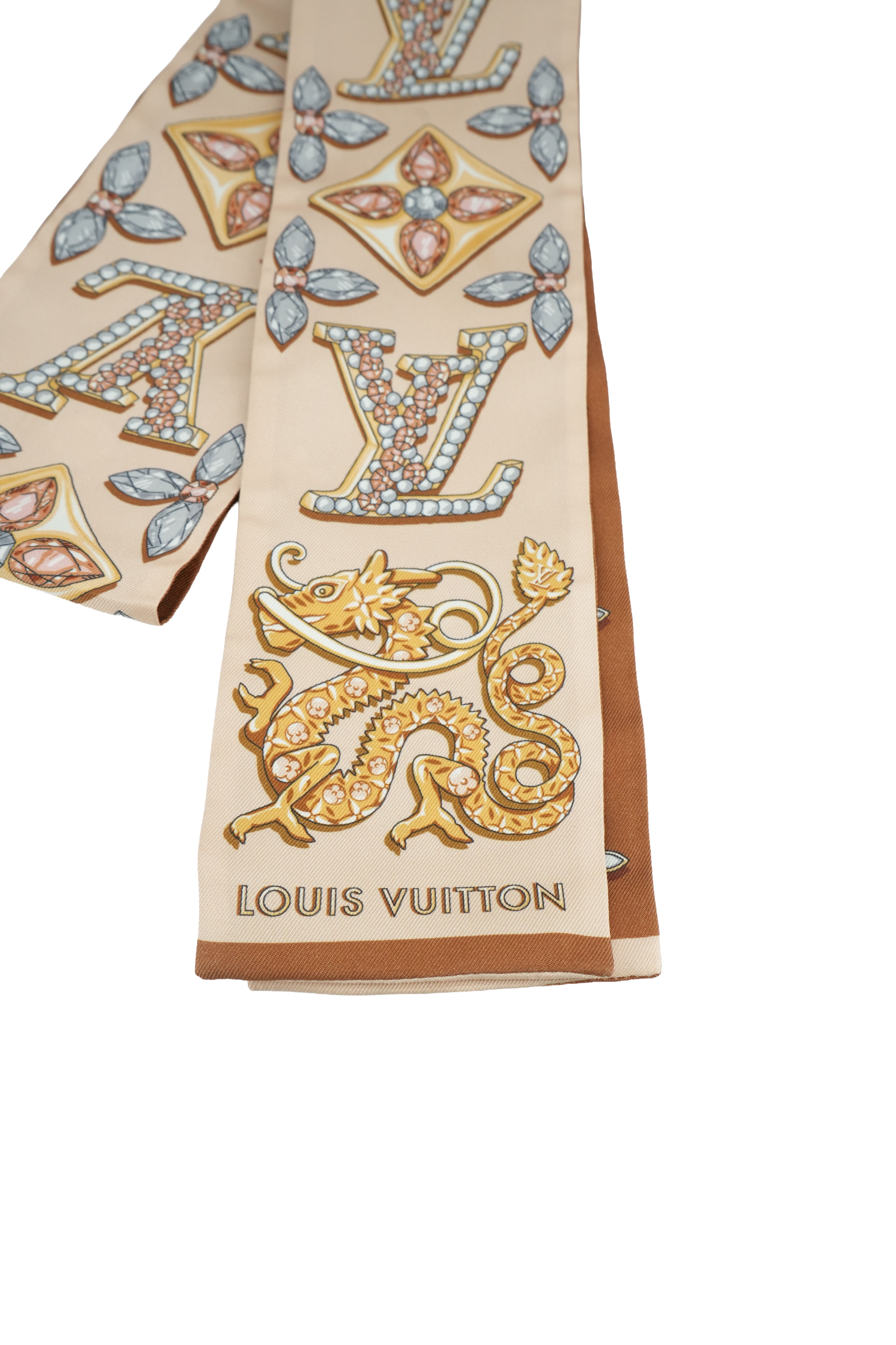 Louis Vuitton beige precious silk dragon bandeau CC4223