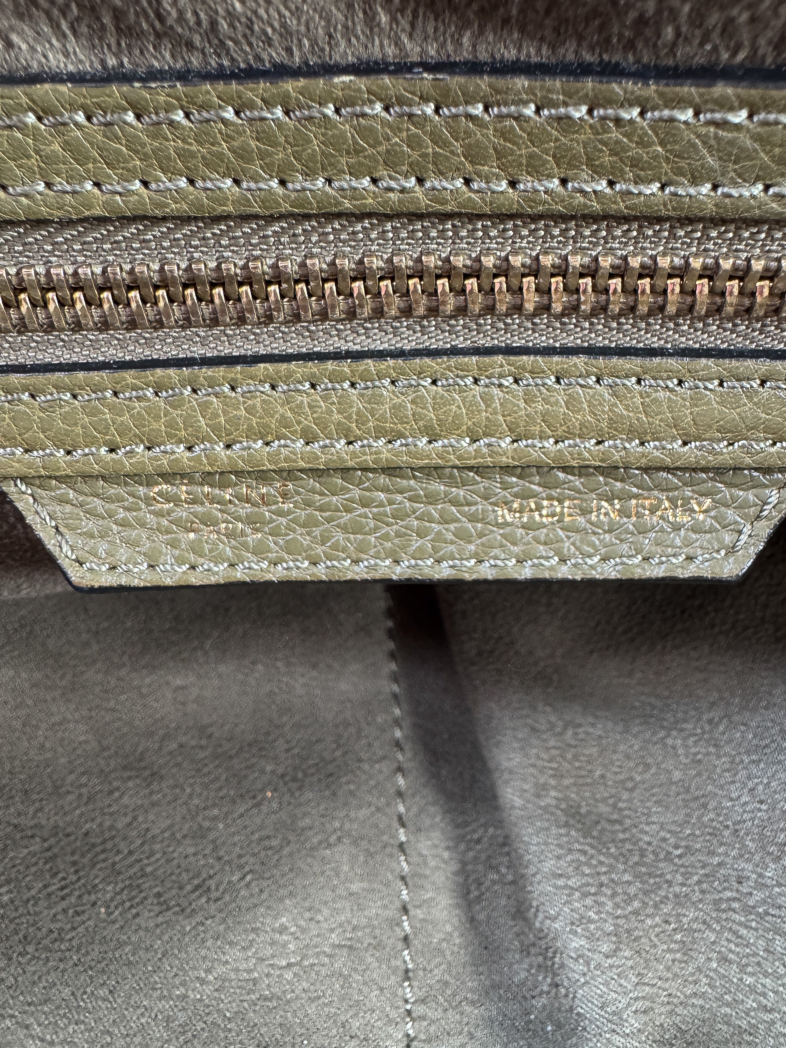 Celine olive leather mini luggage tote S-PA-1121