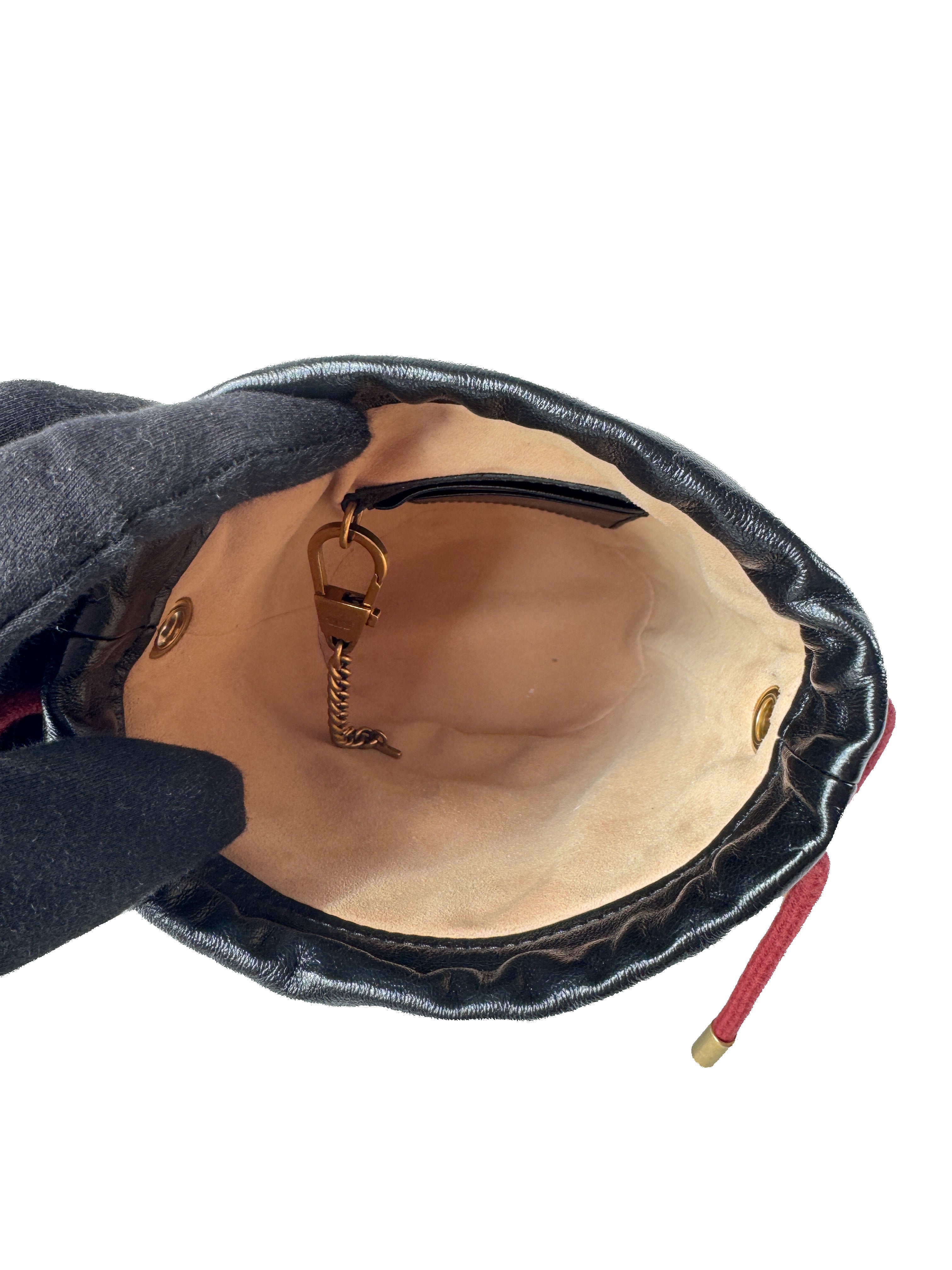 Gucci black torchon GG marmont mini bucket bag 573817525040