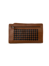 Bottega Veneta brown black leather woven wristlet/clutch NWT