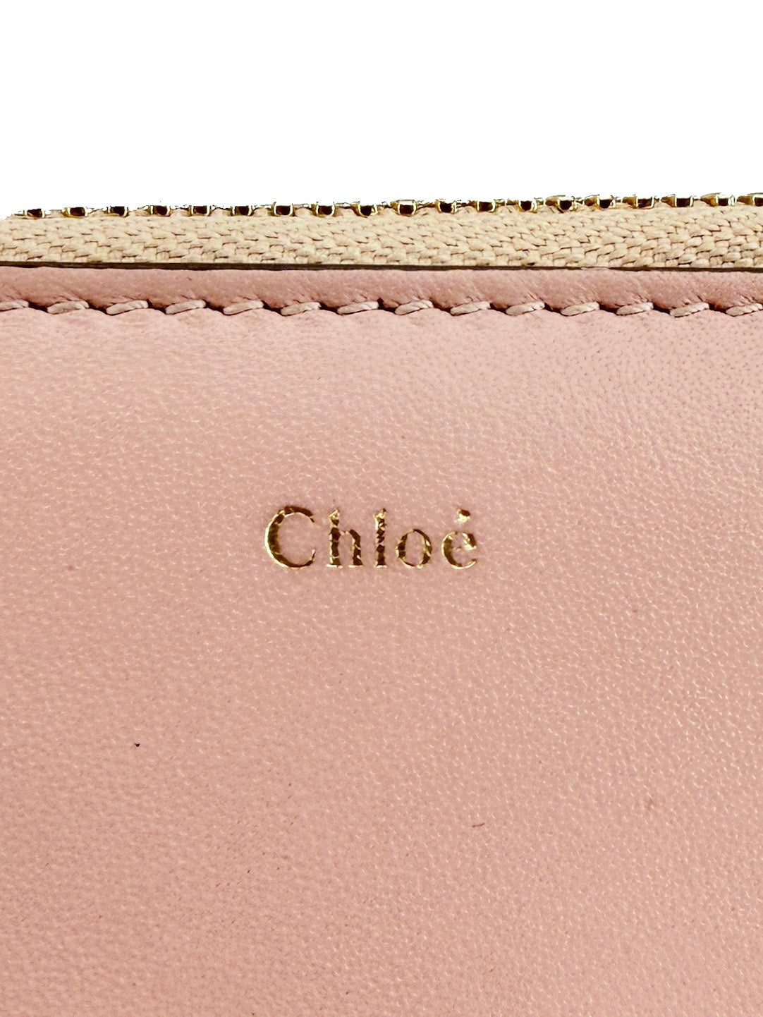 Chloé pink, olive leather zip around wallet