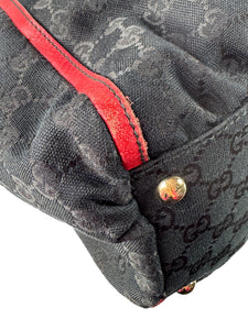 Gucci black red GG Abbey D-Ring shoulder bag  205011