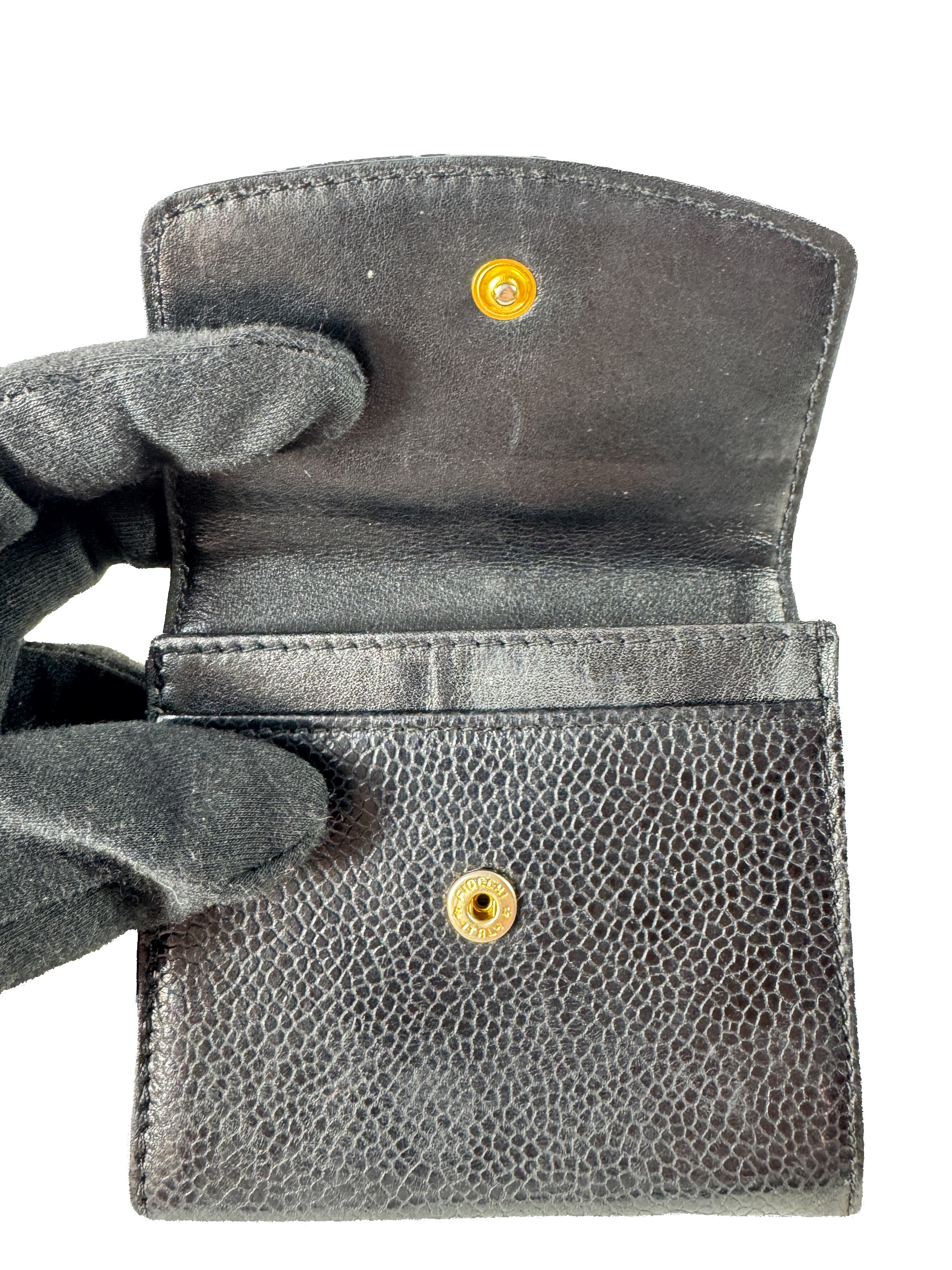 Chanel black caviar leather CC coin wallet 4255765