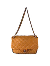 Chanel brown quilted chain around maxi flap shoulder bag 17236173