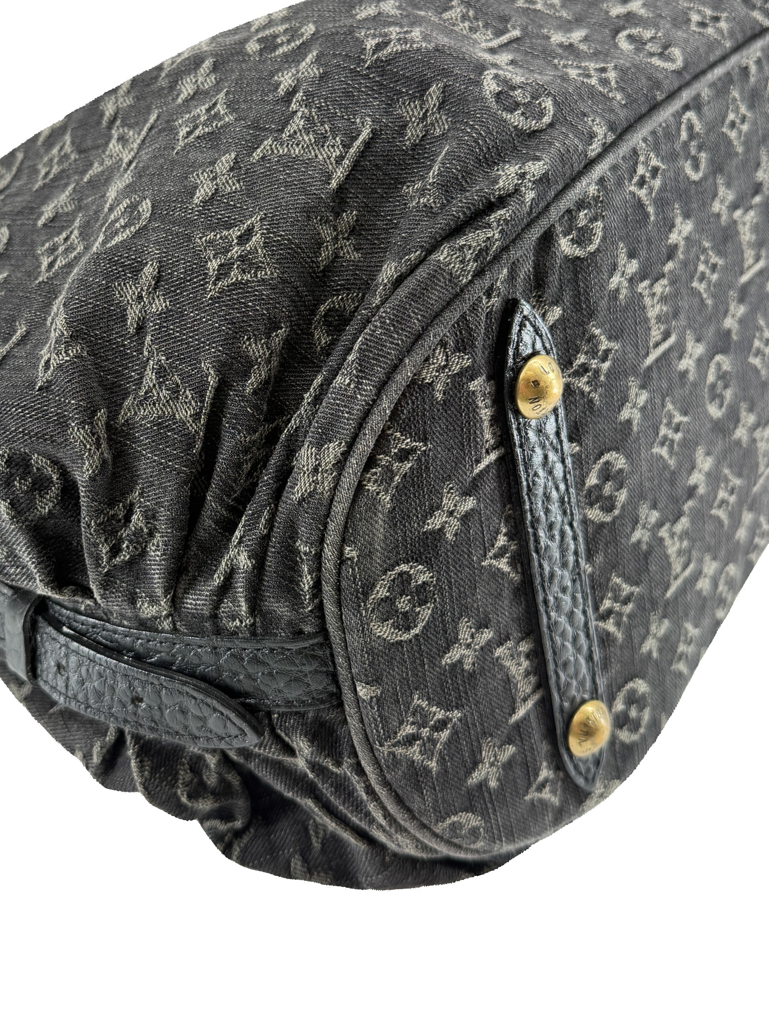 Louis Vuitton monogram black denim Mahina XL FL0078