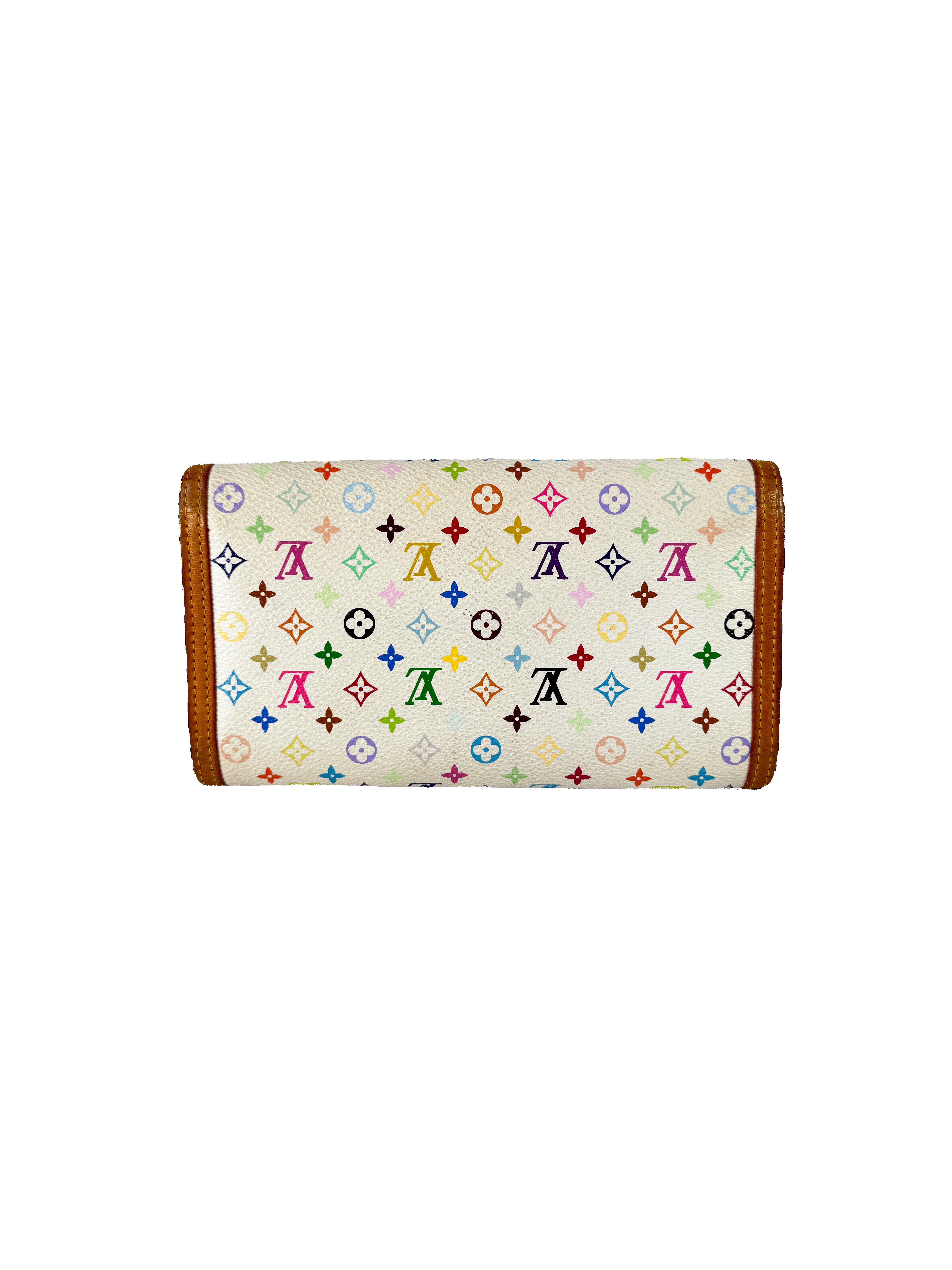Louis Vuitton white multicolor porte tresor international wallet TH0066