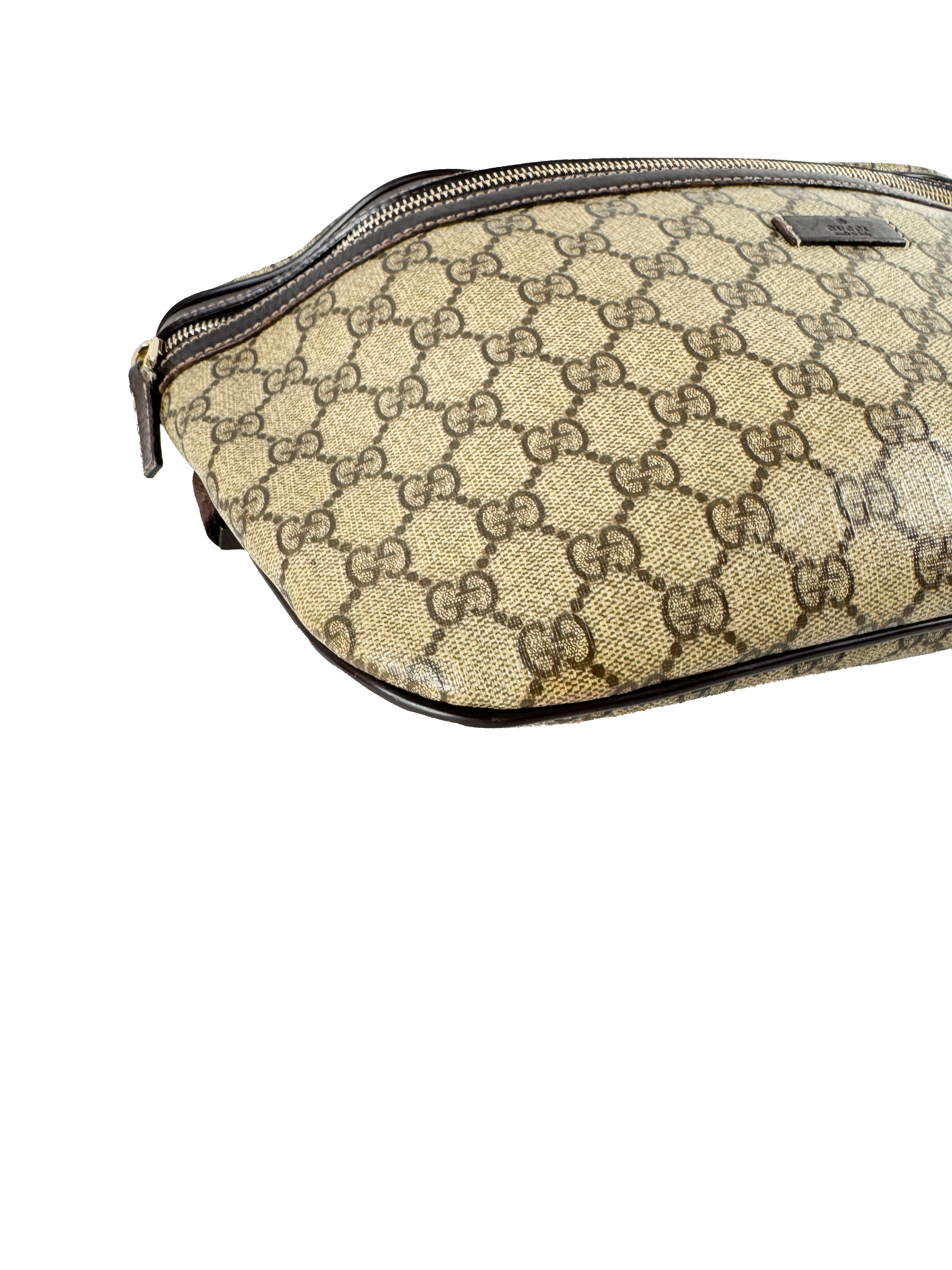 Gucci brown coated canvas GG belt bag 211110001998