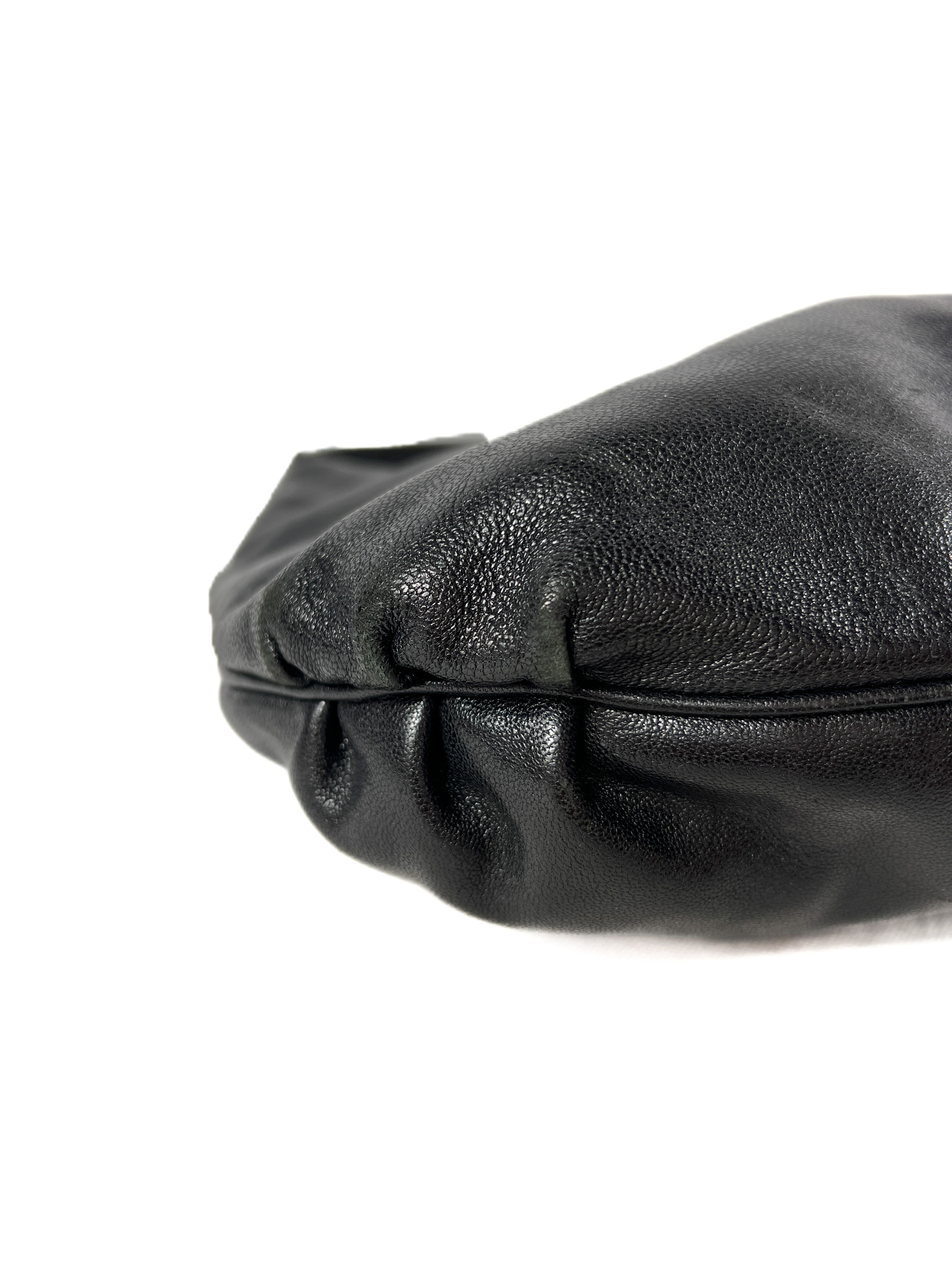 Fendi black leather hobo shoulder bag