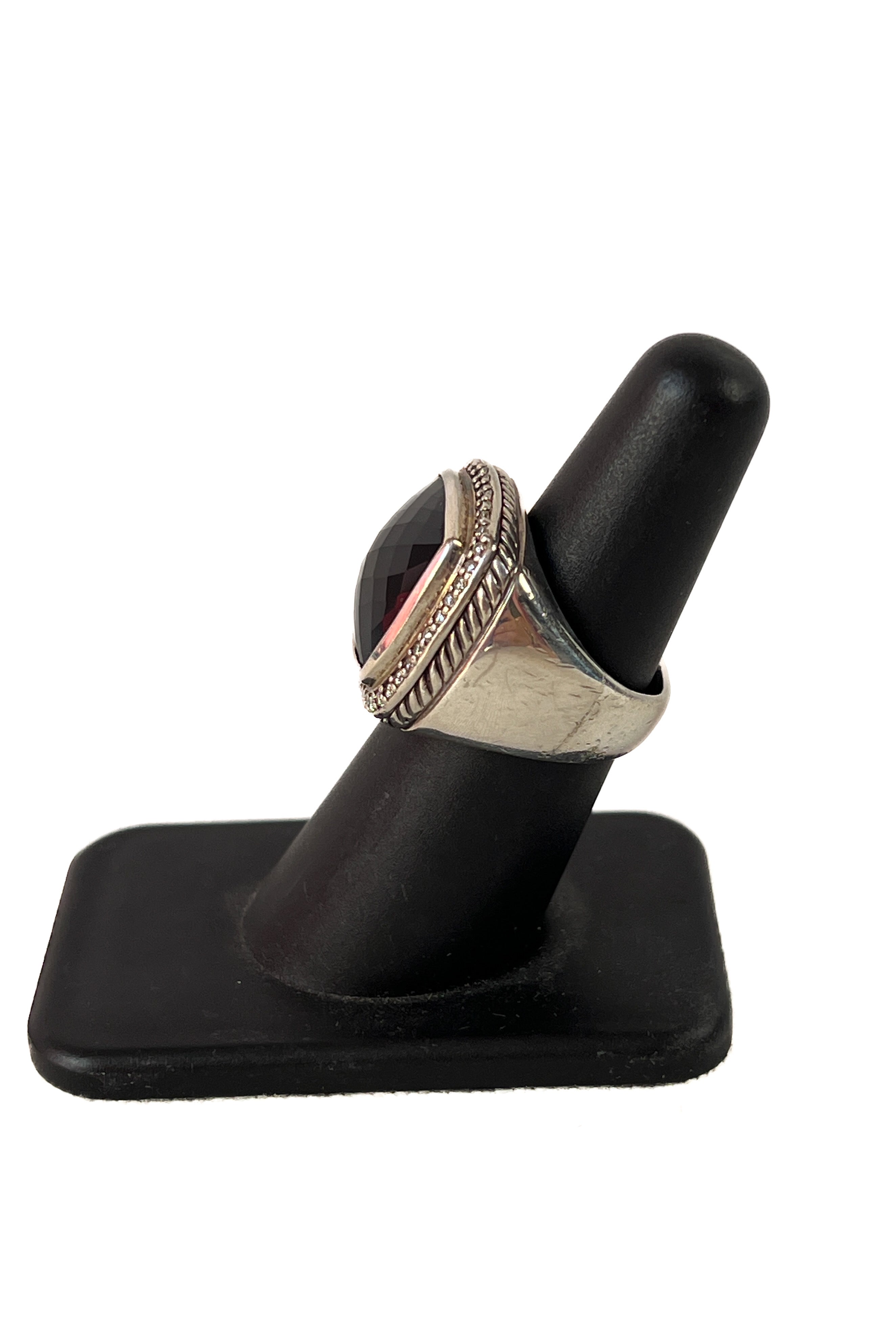David Yurman onyx sterling silver diamond albion ring (old design)
