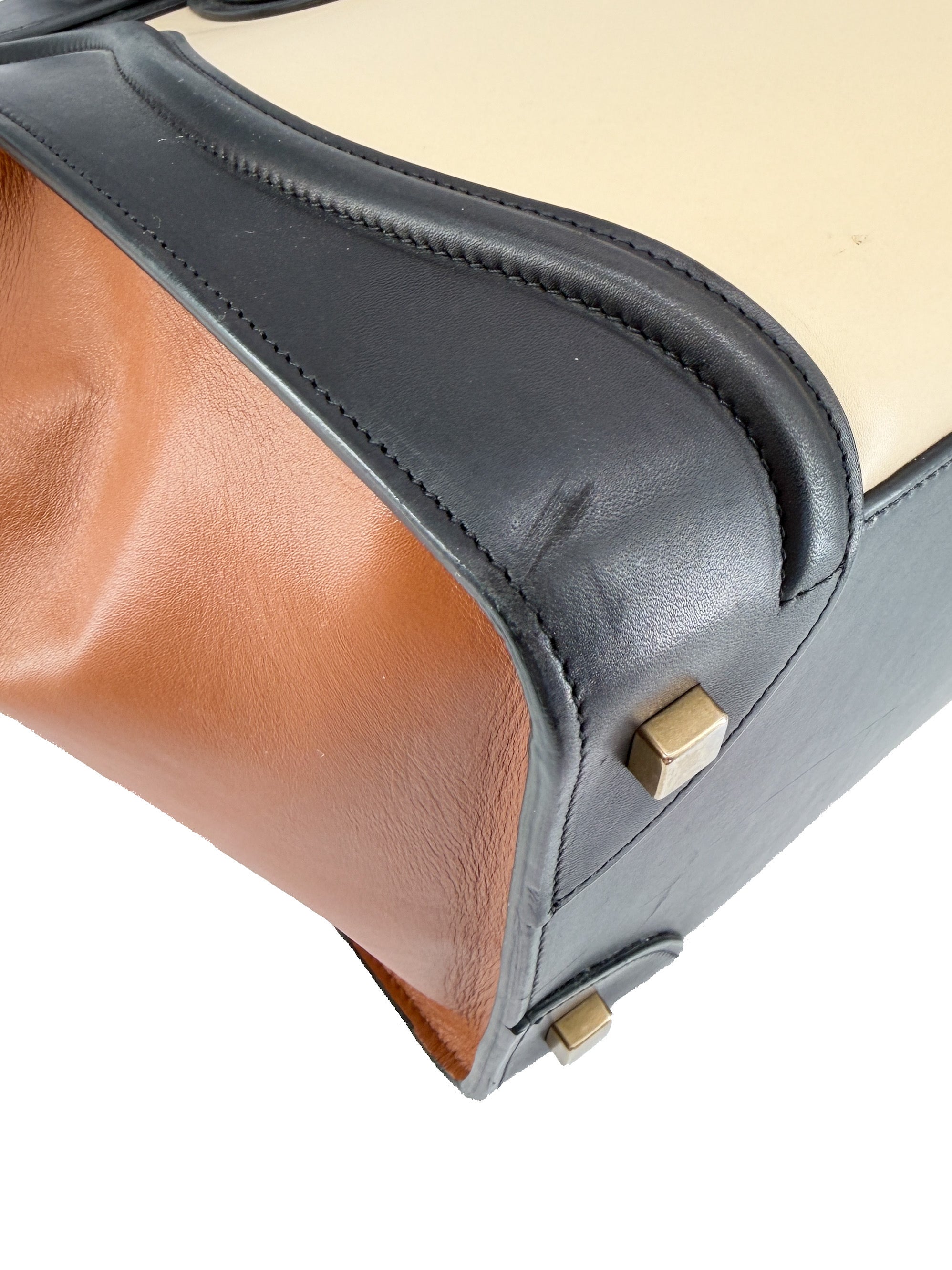 Celine tricolor cream, black, brown luggage mini F-CU-0144