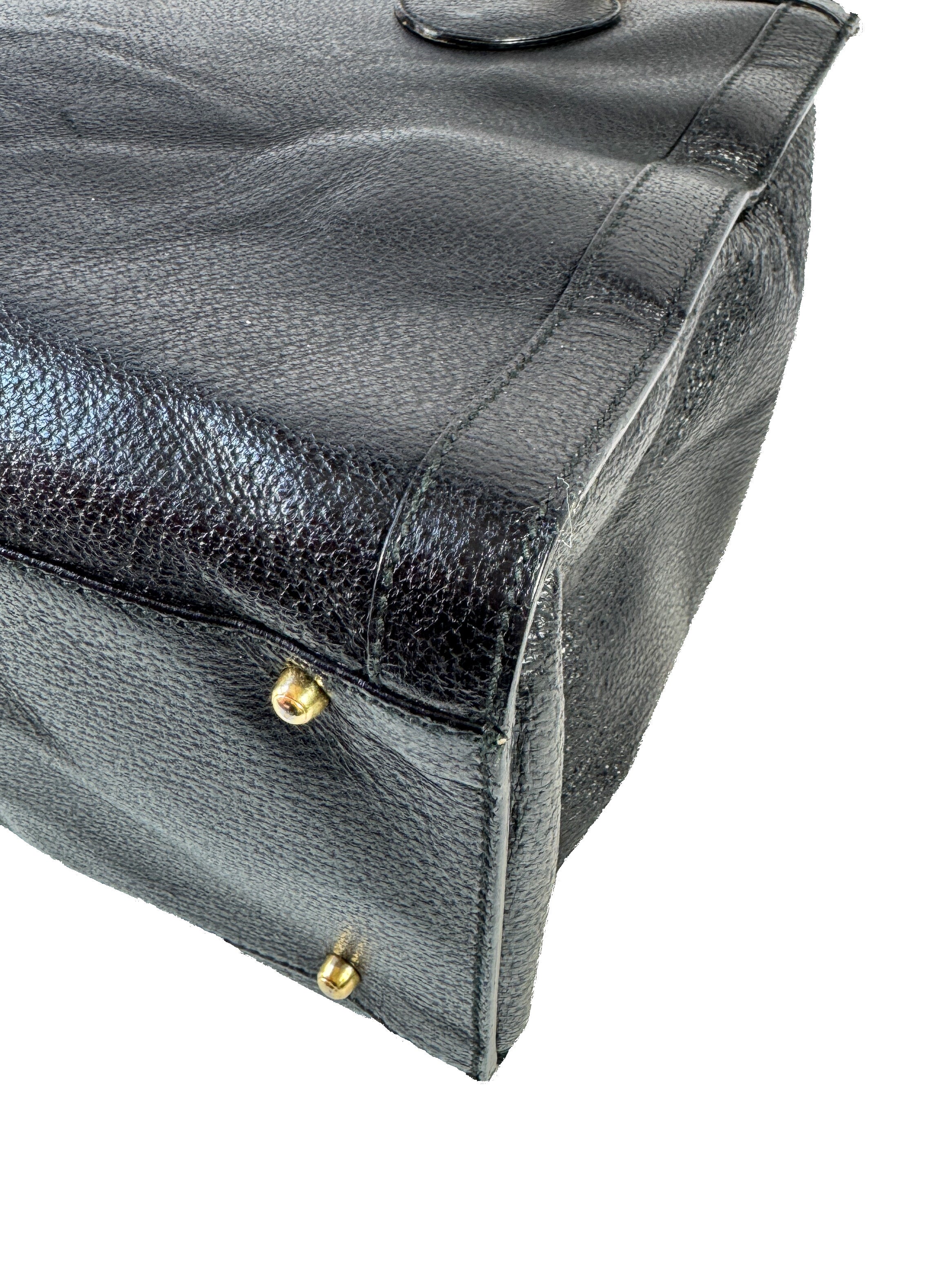 Gucci black leather vintage Diana bamboo tote 002-1186-0260 *as is*