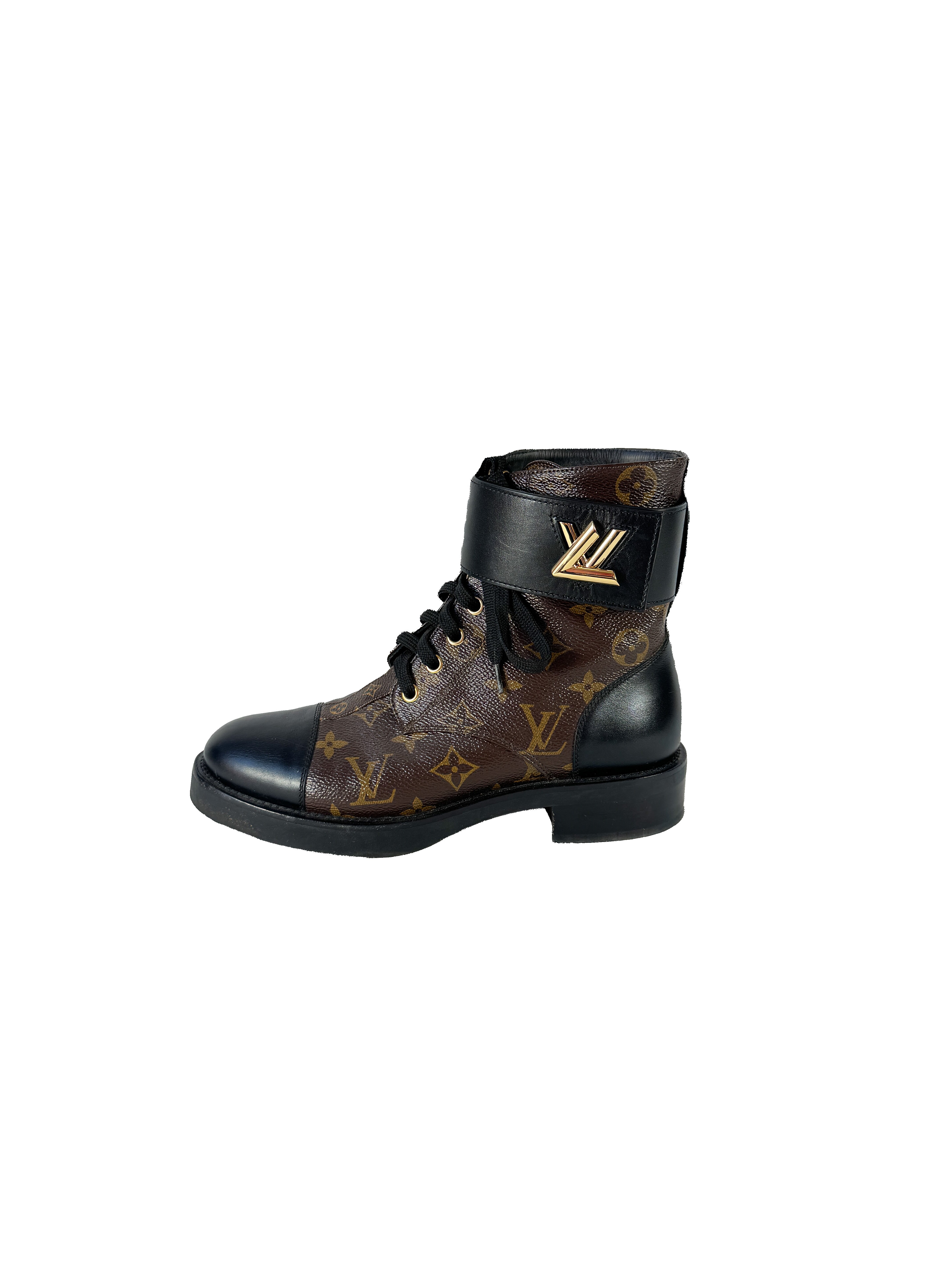 Louis Vuitton monogram Wonderland flat Ranger boots size 37 NL1200