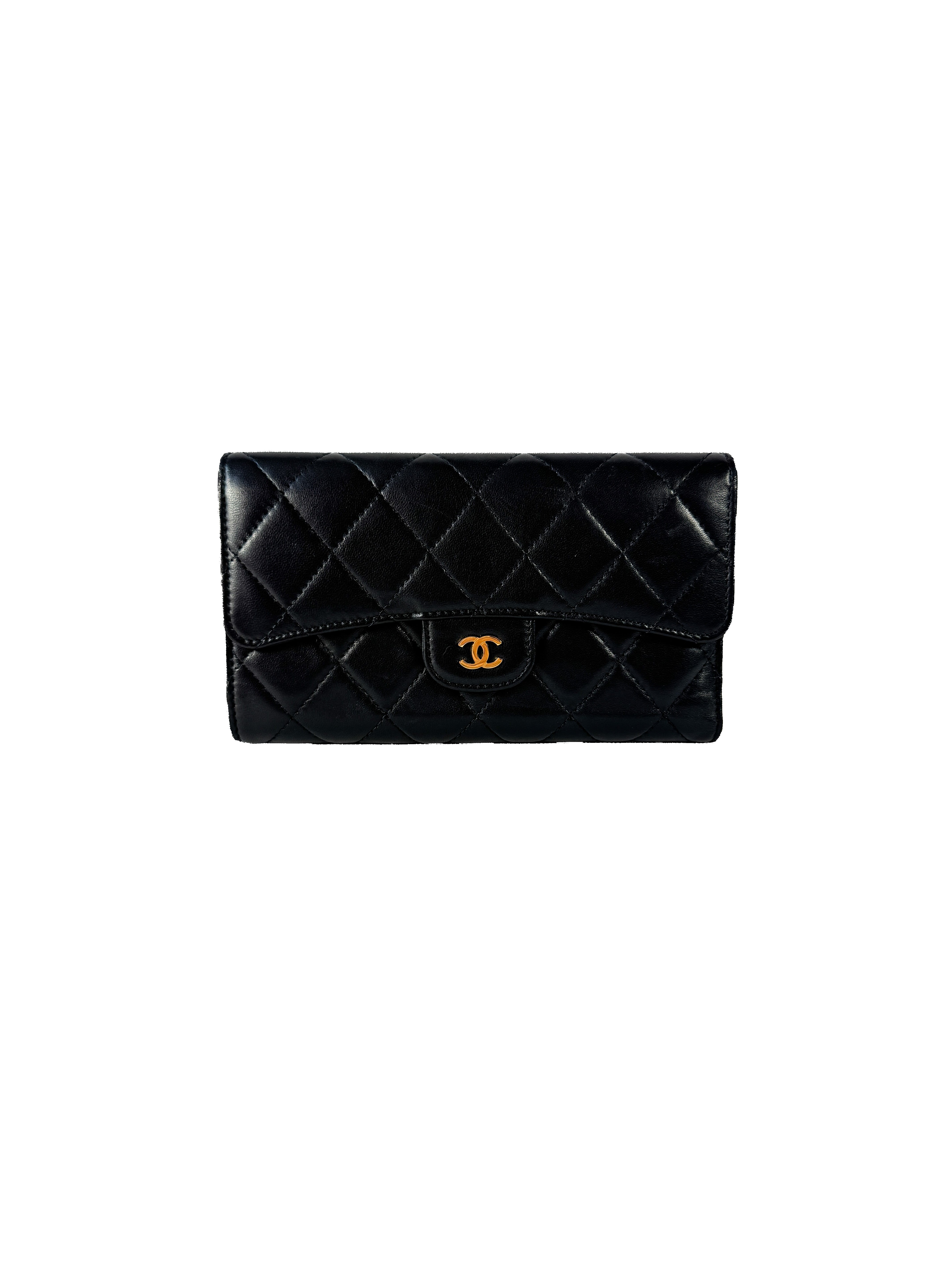 Chanel black lambskin flap full wallet 20072165