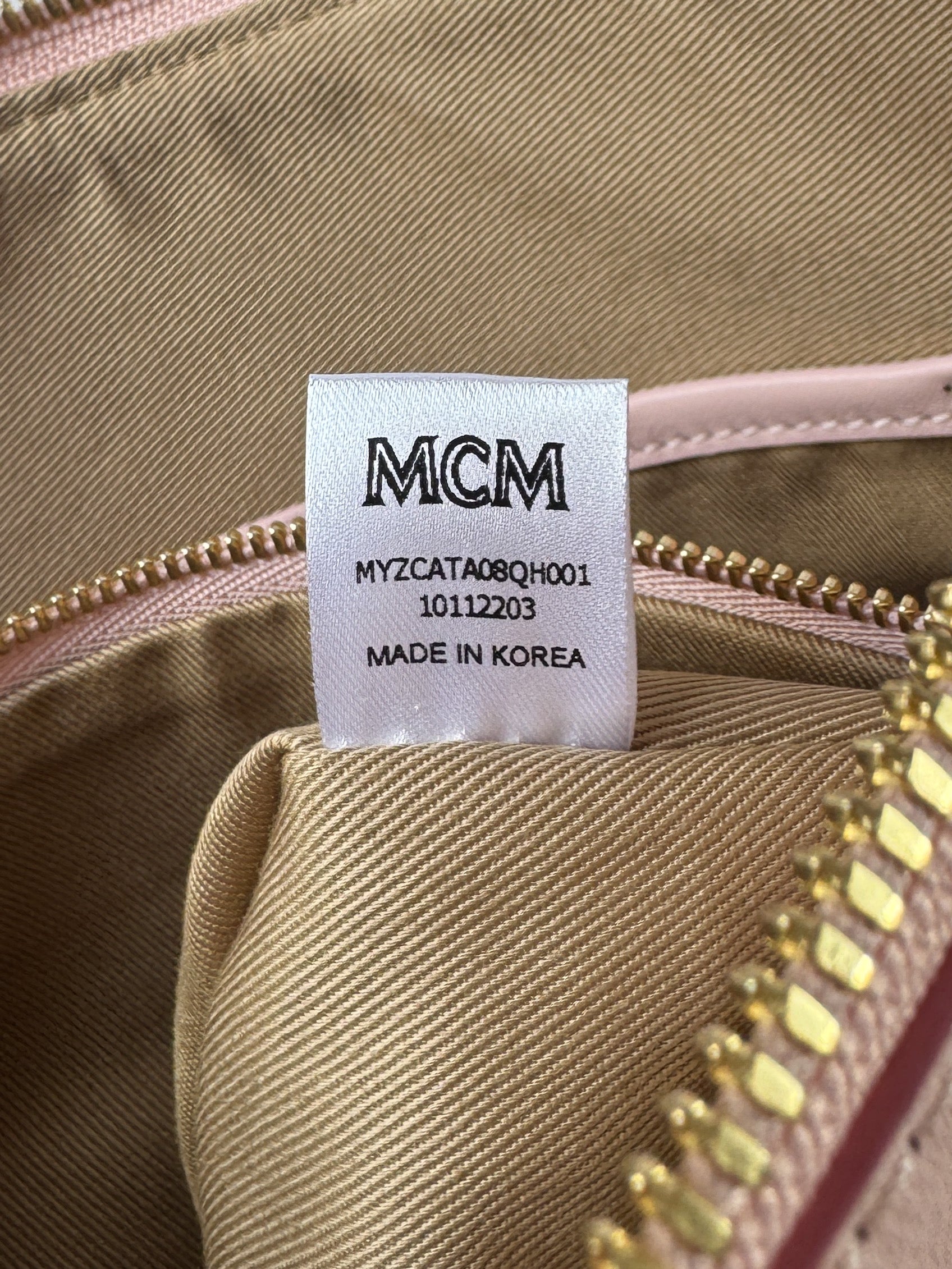 MCM pink medium logo crossbody pouch bag retail $490