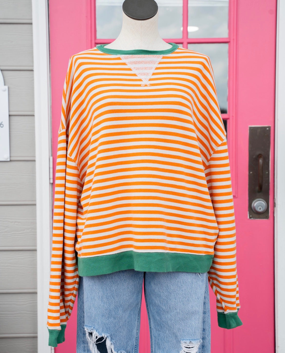 We the Free orange striped pullover size S