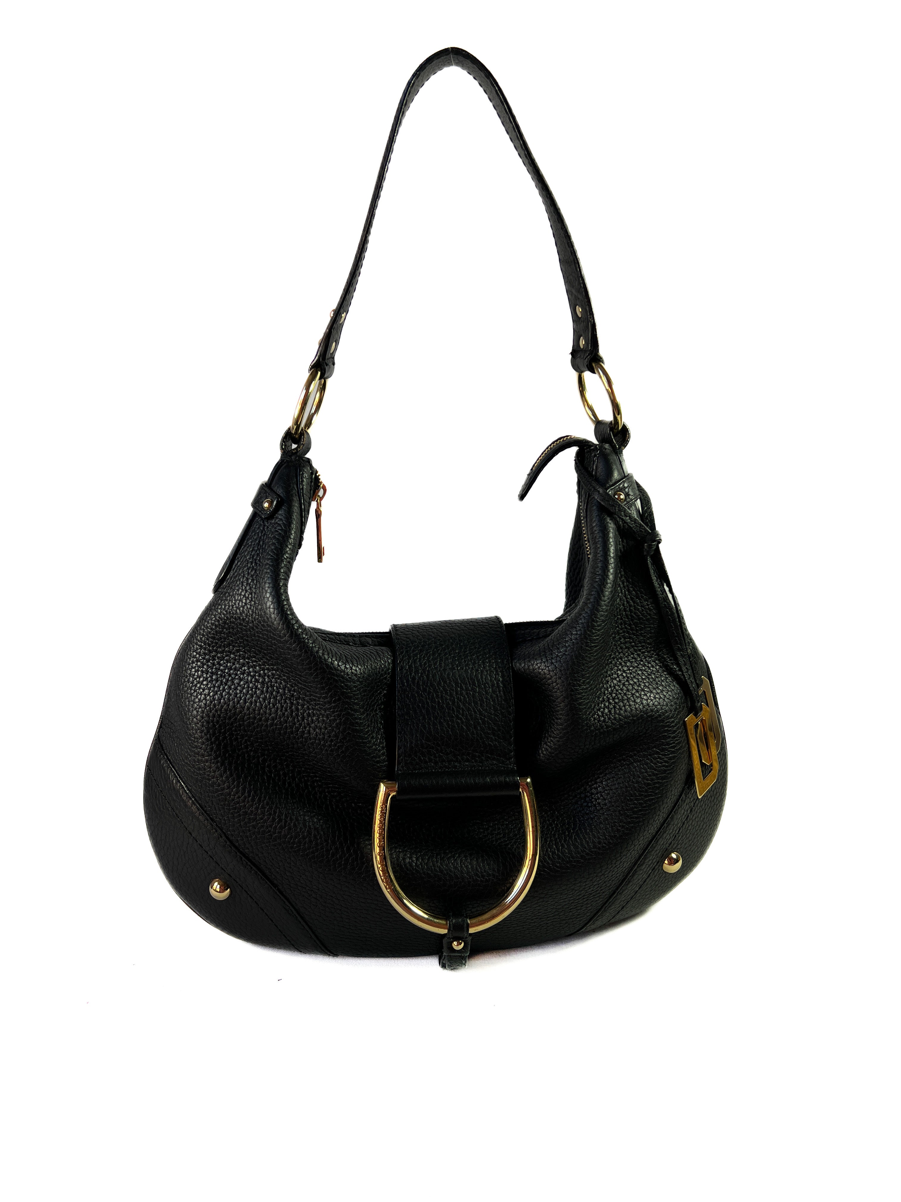 Dolce & Gabbana black leather shoulder hobo bag