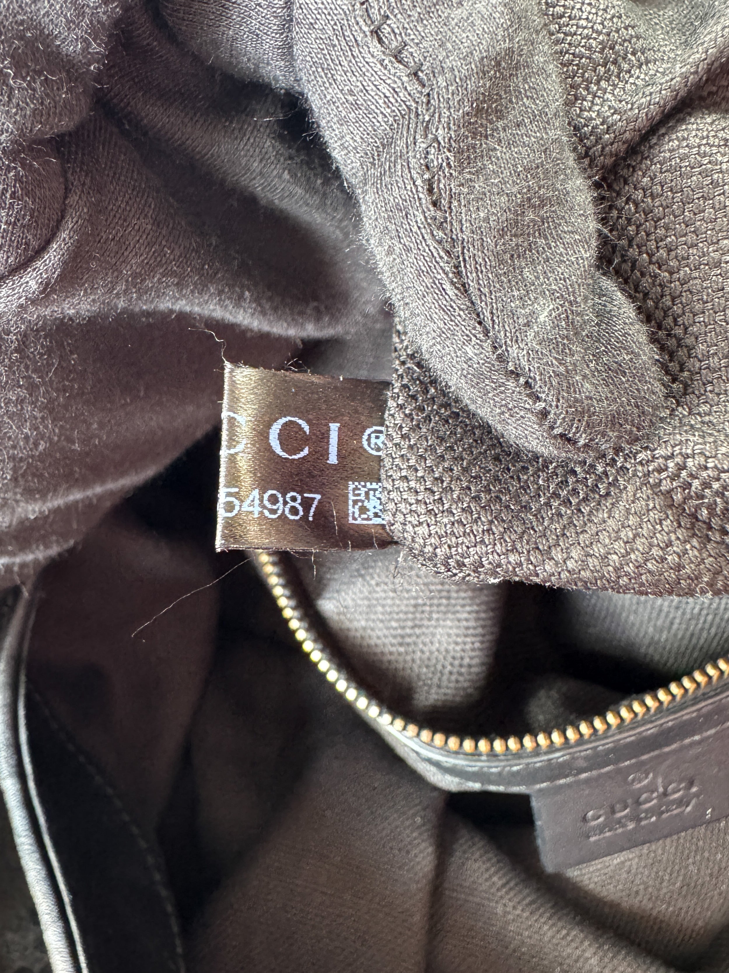 Gucci Black Soft Stirrup Tote Brocade Leather Large  296855002123