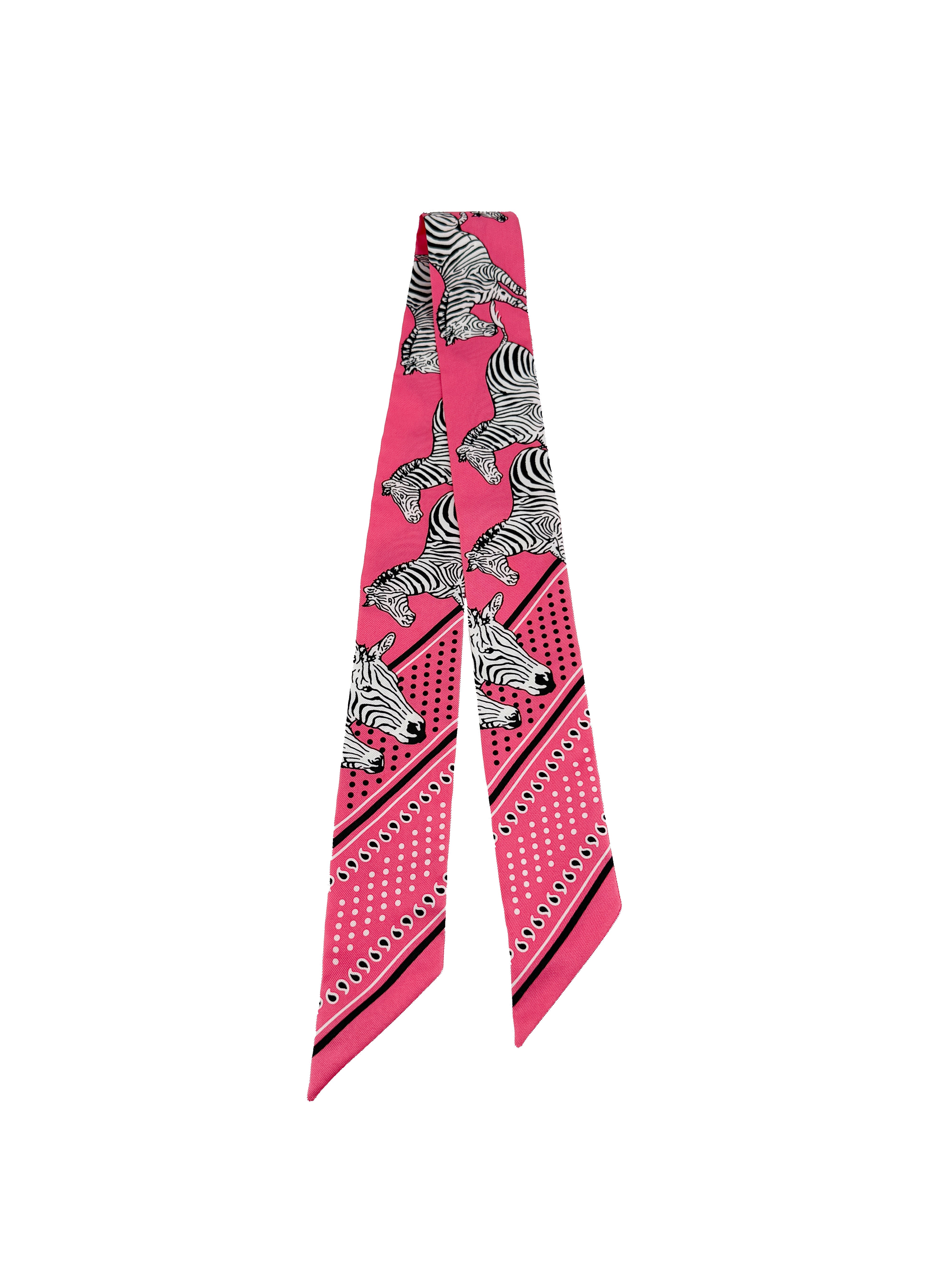 Hermès Les Zebra twilly pink