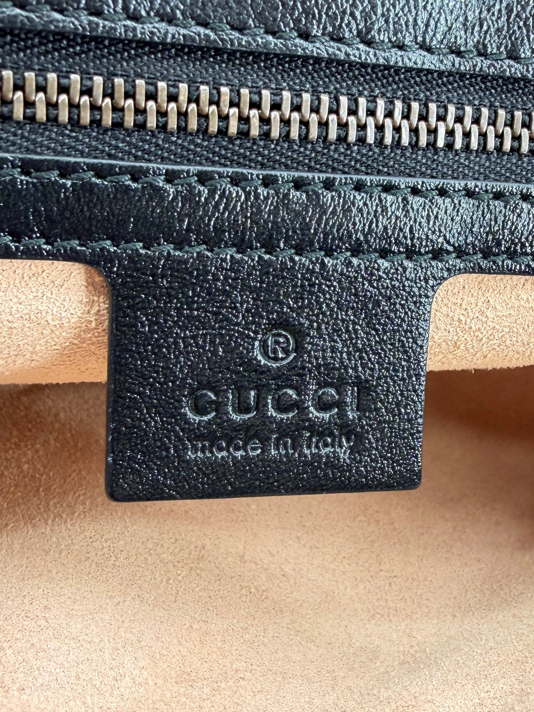 Gucci cream, black GG quilted Marmont flap shoulder bag 443497 520981