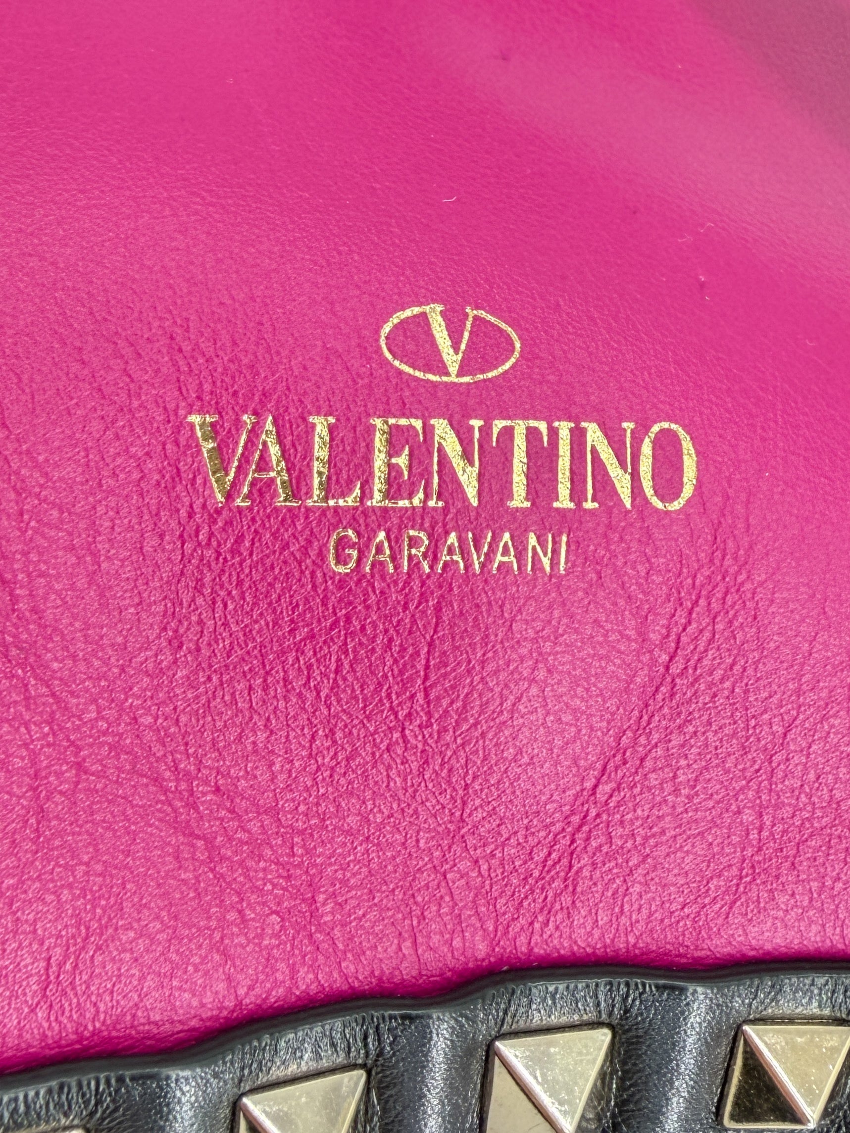 Valentino pink, black rockstud mini leather backpack