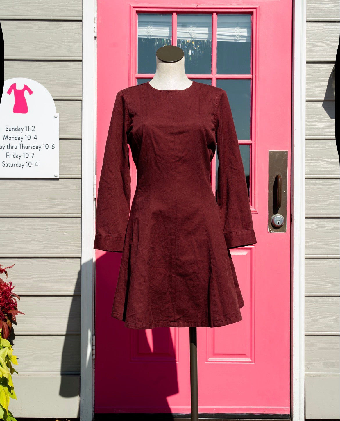 Ann Taylor LOFT burgundy denim LS dress size 10P NWT