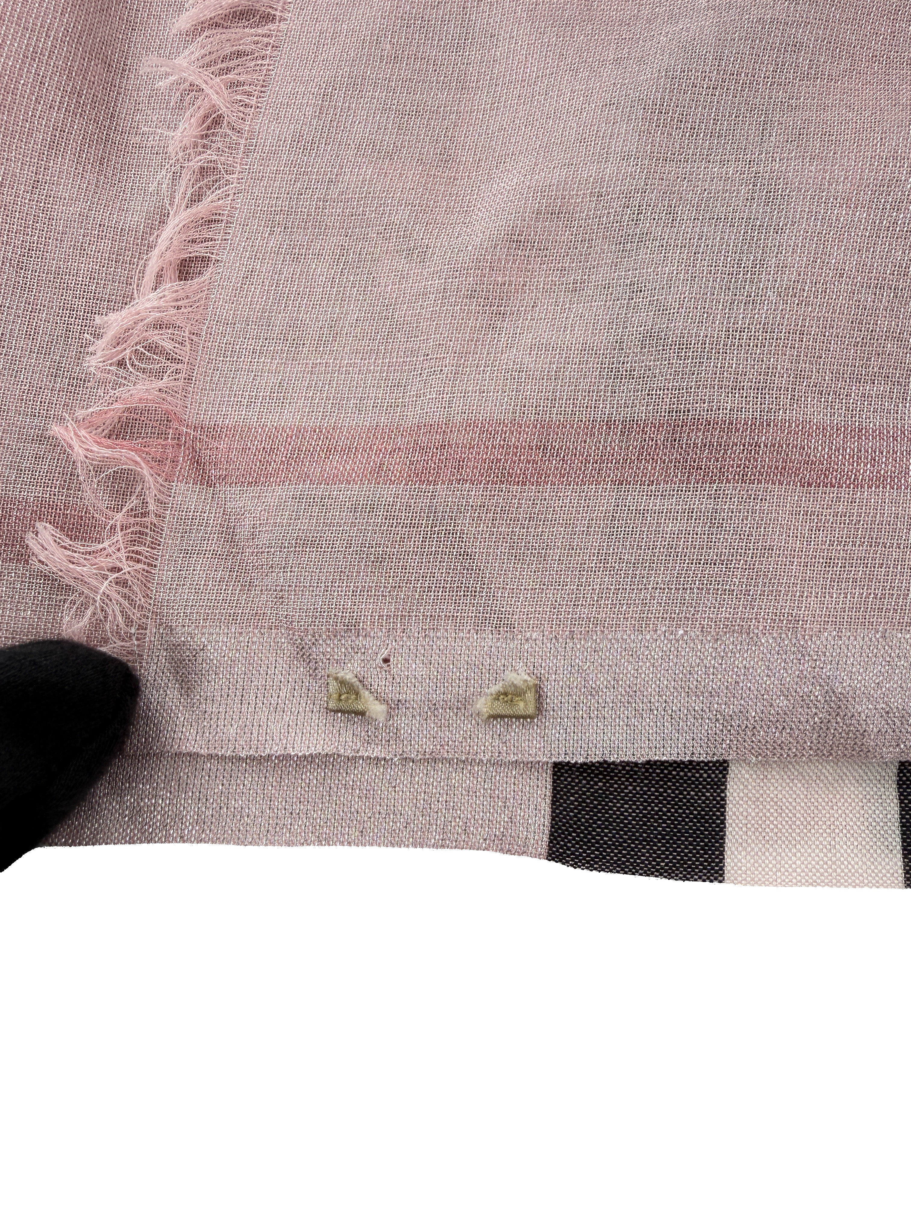 Burberry light pink giant check gauze scarf NWT