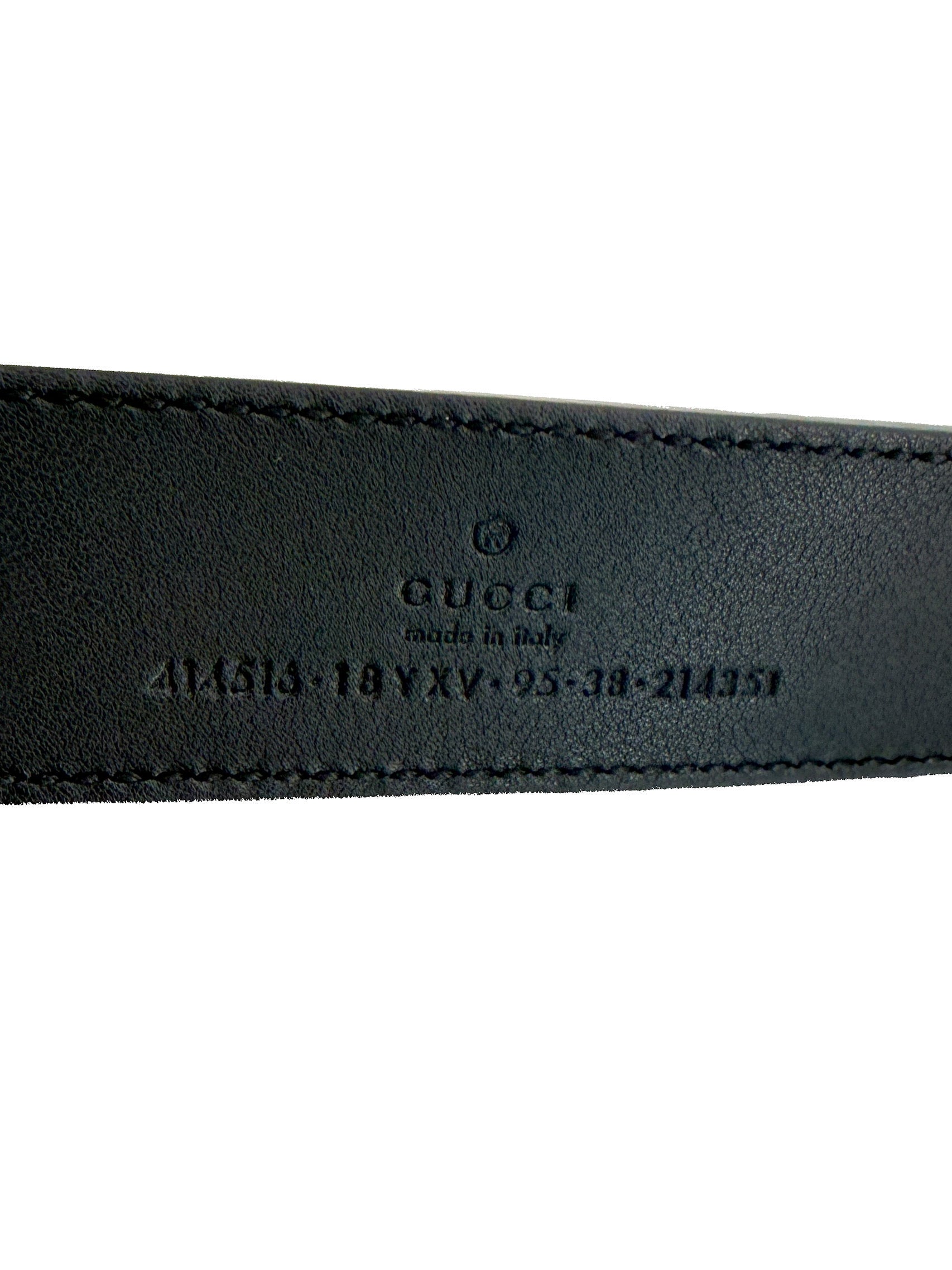 Gucci black leather Azela calfskin monochrome GG belt size 95 414516-18YXV