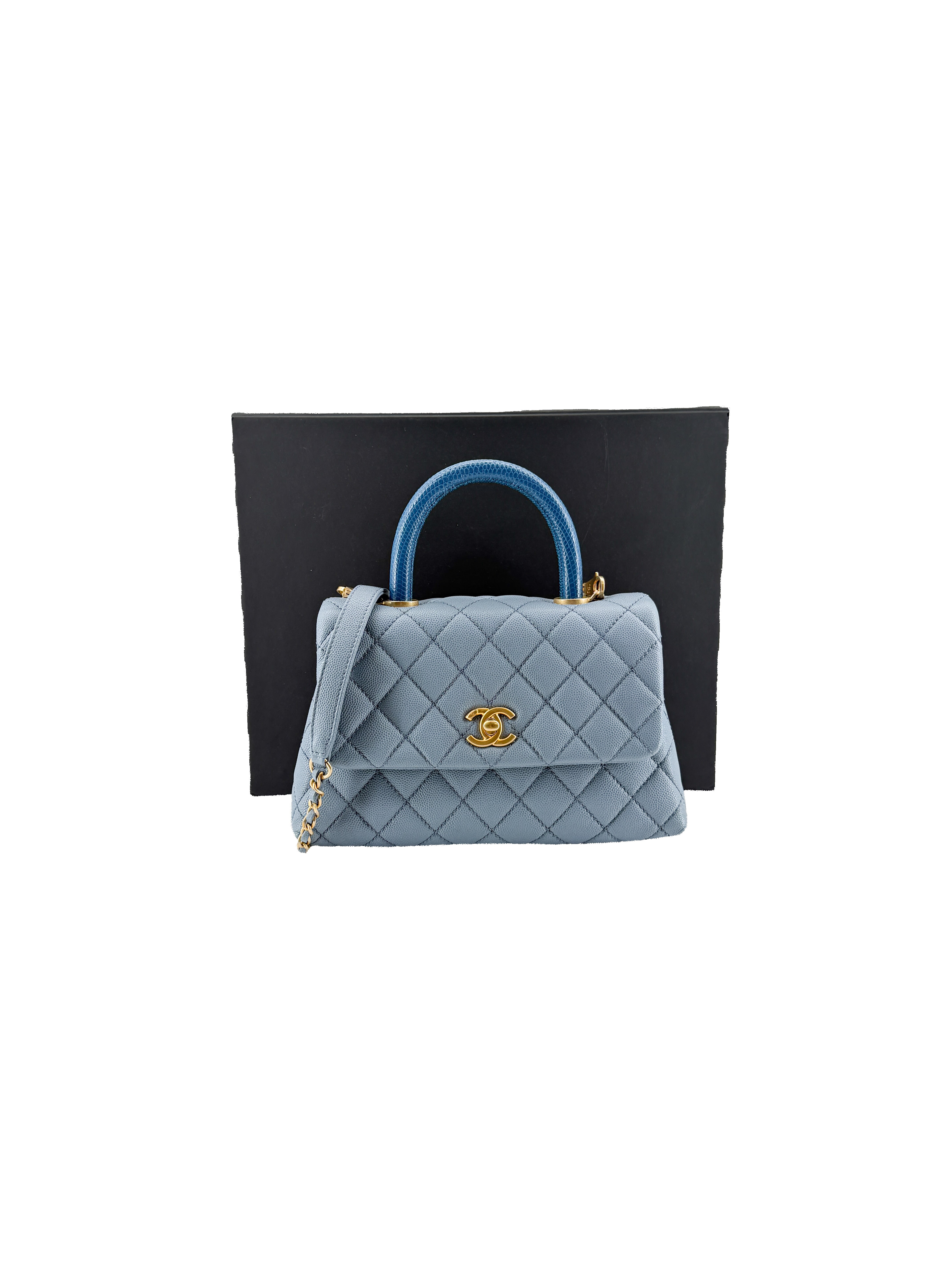 Chanel blue small Coco handle with lizard 27531214