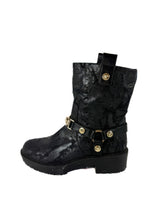 Versace distressed leather Medusa head moto boots size 38