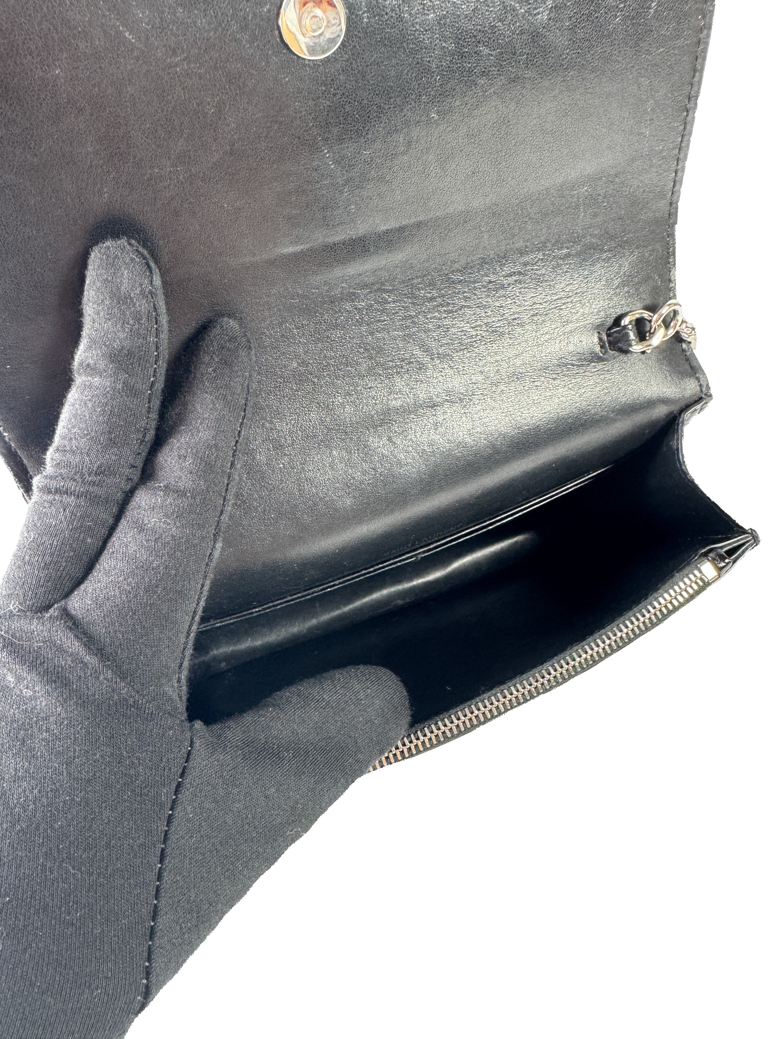 Saint Laurent black croc embossed Sunset mini GUE533026-0219